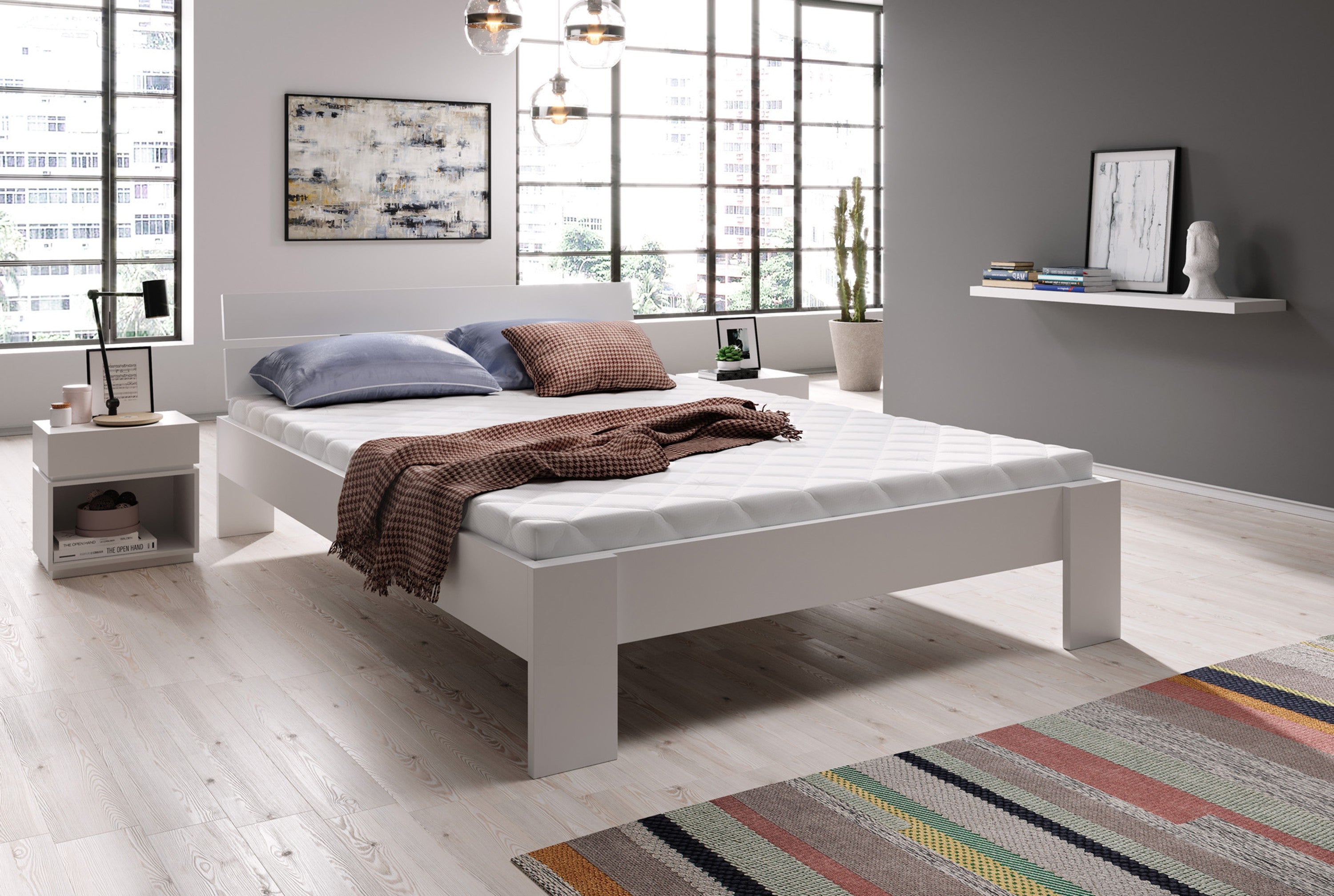 Futonbett Lutz 140x200 Weiß – 13‑Leisten Rollrost – Interbed