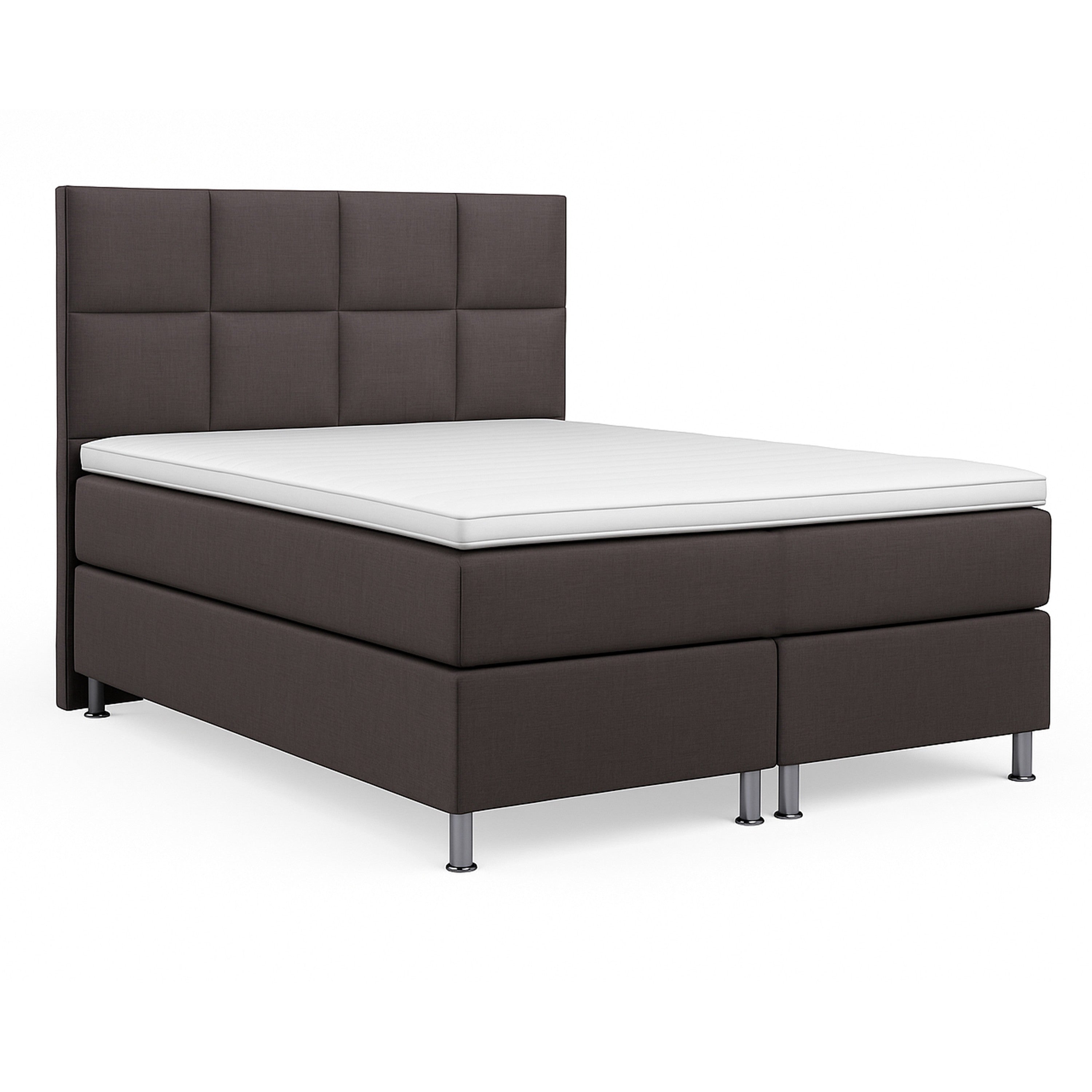 Boxspringbett MIAMI 140x200 Anthrazit – 7‑Zonen Tonnentaschenfederkern & Visco‑Topper