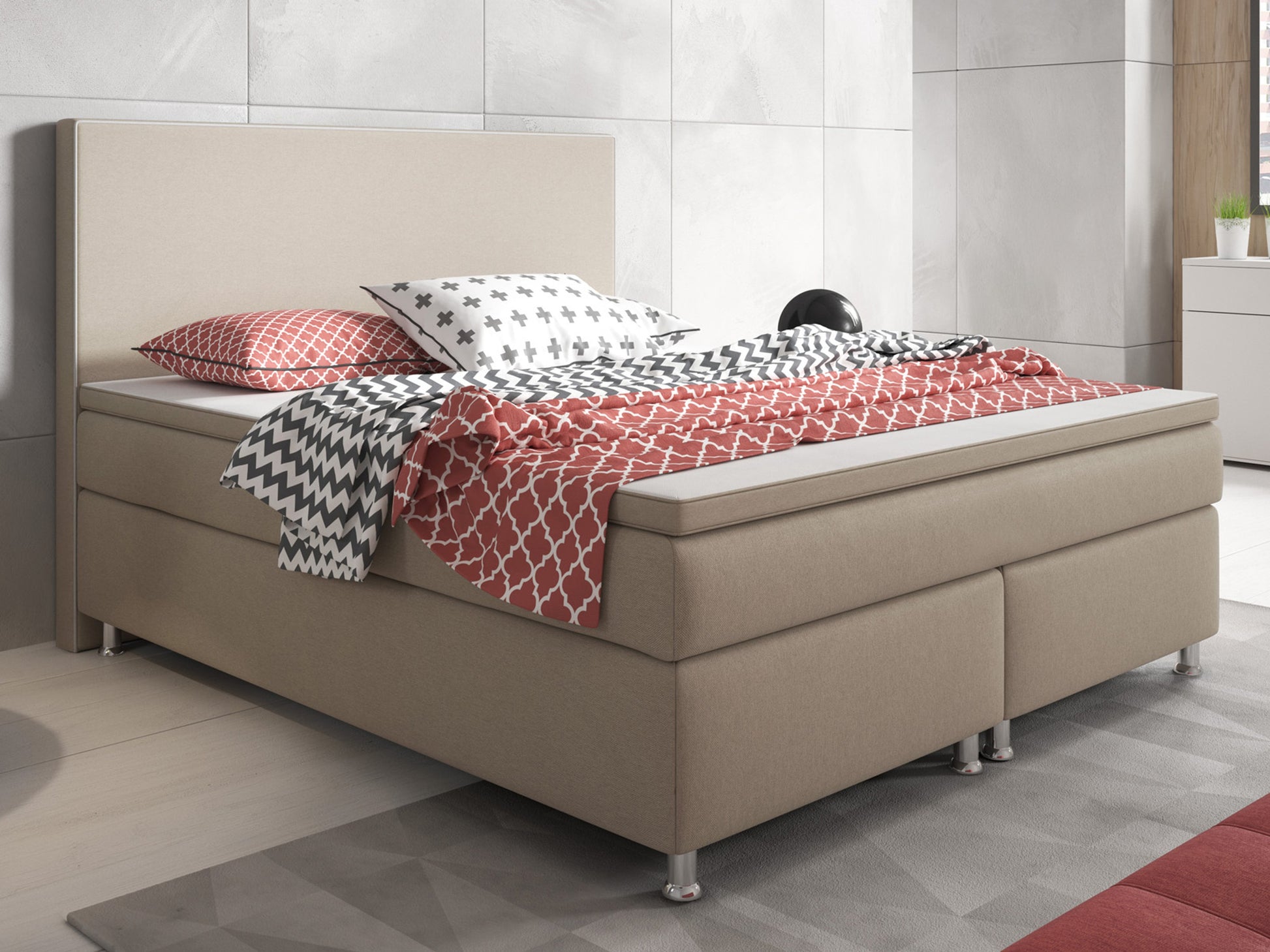 Boxspringbett King Size 180x200 cm Webstoff Muddy - Interbed