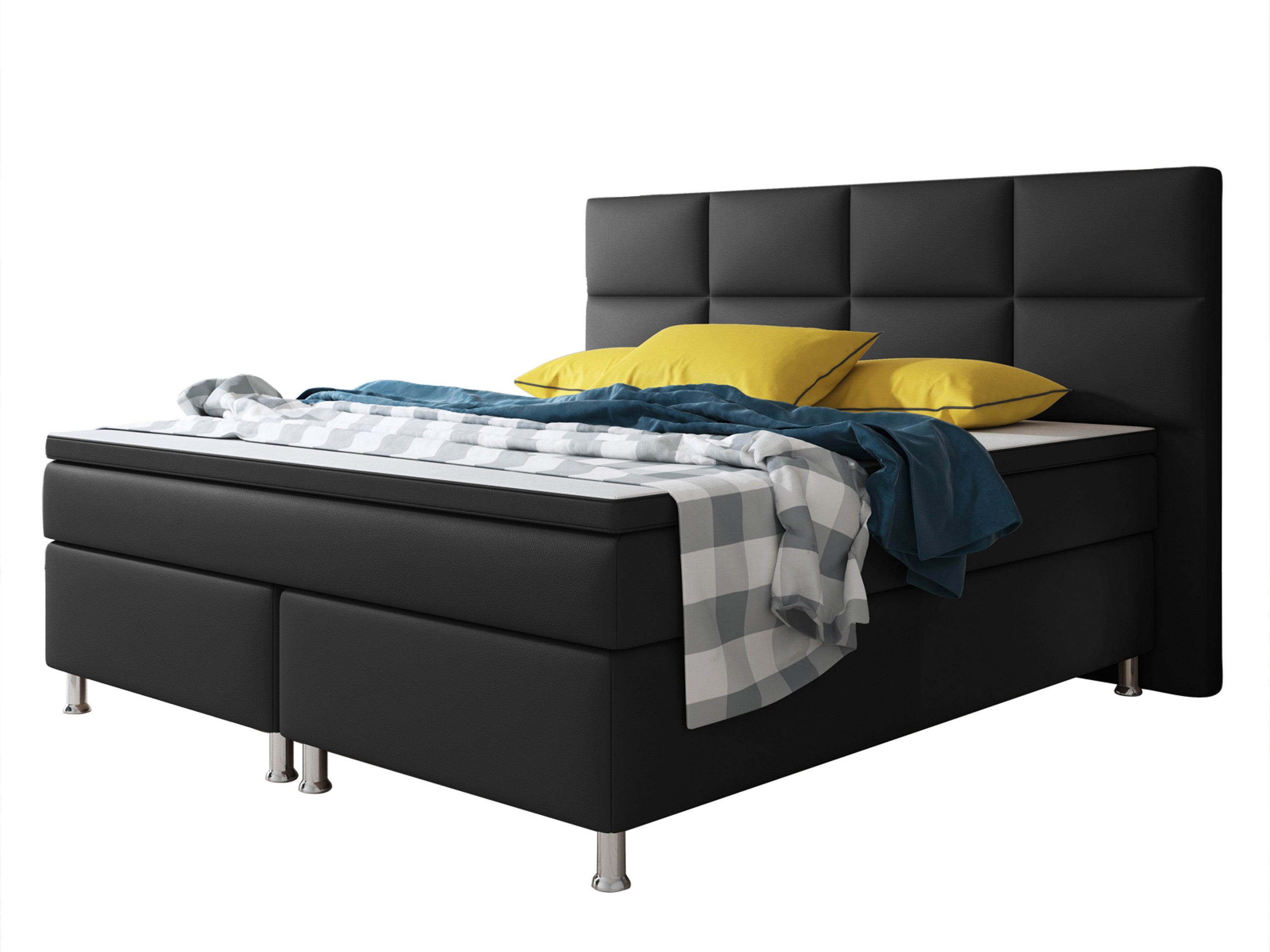 Boxspringbett Miami 180x200 cm Kunstleder schwarz - Interbed