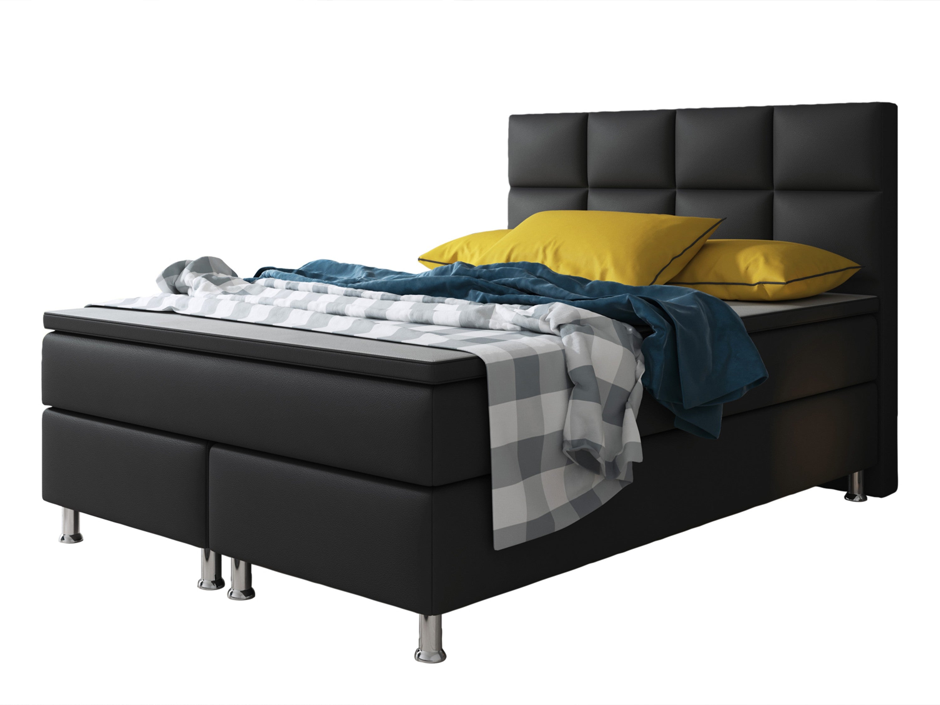 Boxspringbett Miami 140x200 cm Kunstleder Schwarz - Interbed