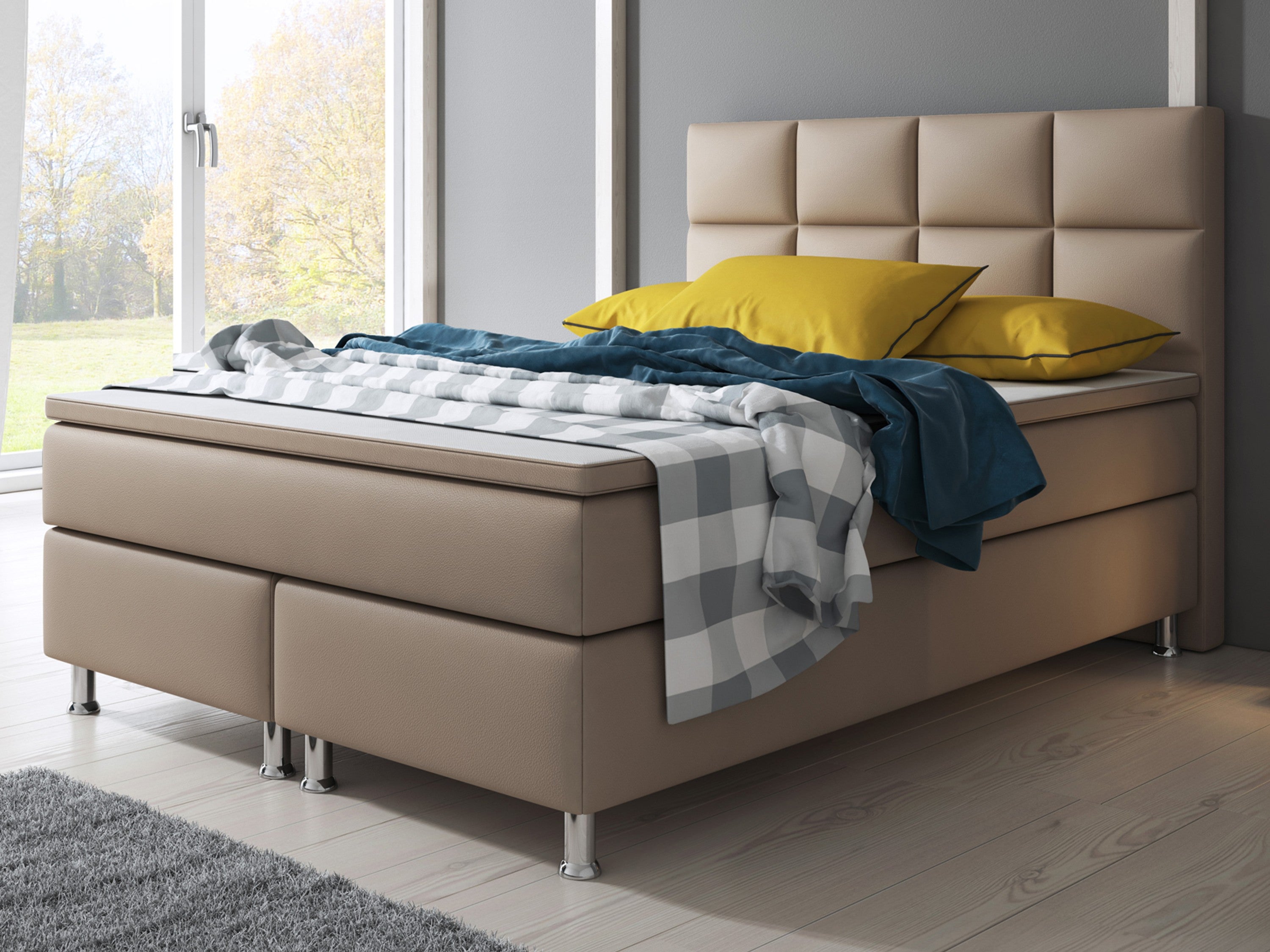 Boxspringbett Miami 140x200 cm Kunstleder Muddy - Interbed