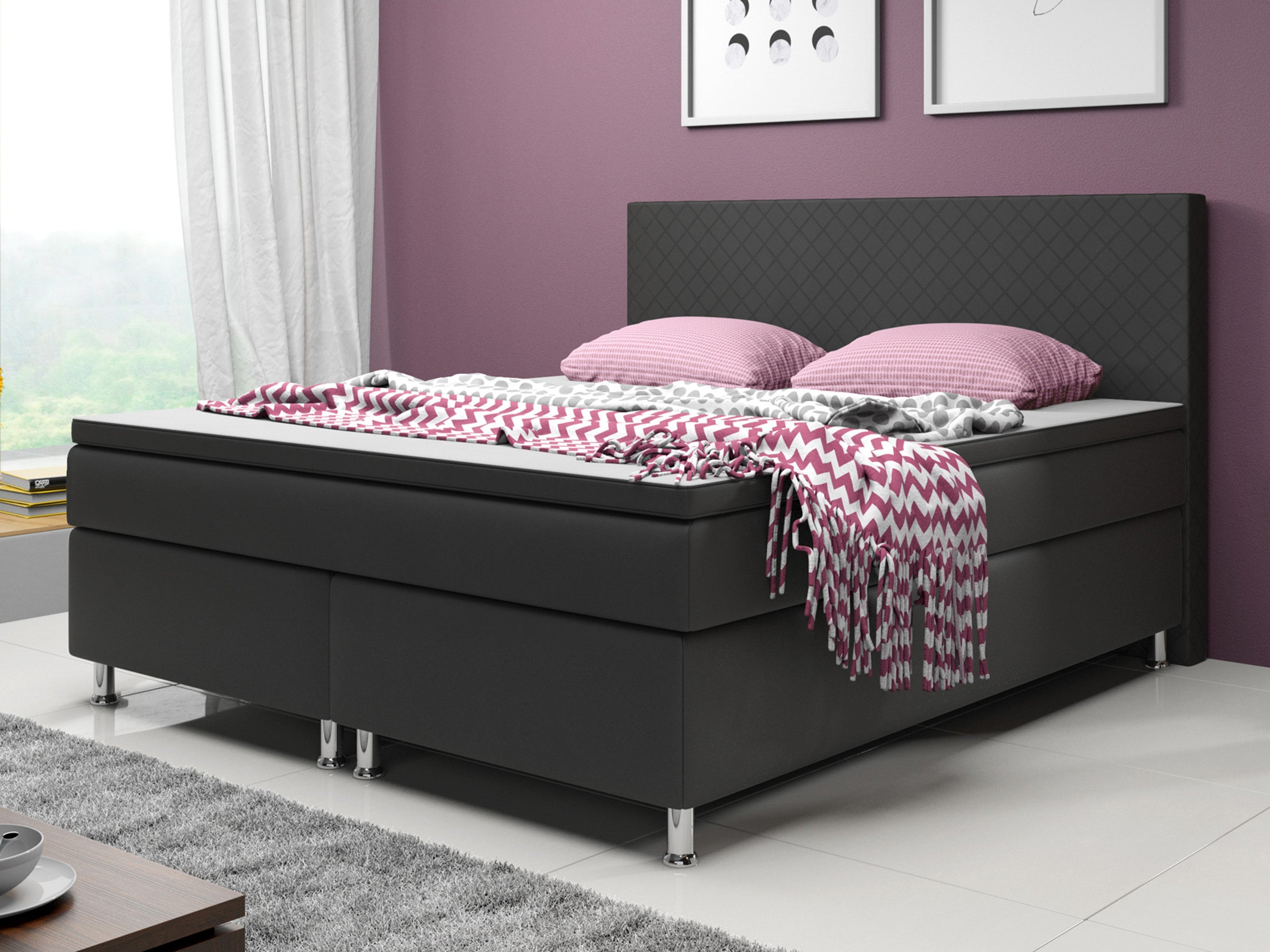 Boxspringbett M1 180x200 cm Kunstleder Schwarz