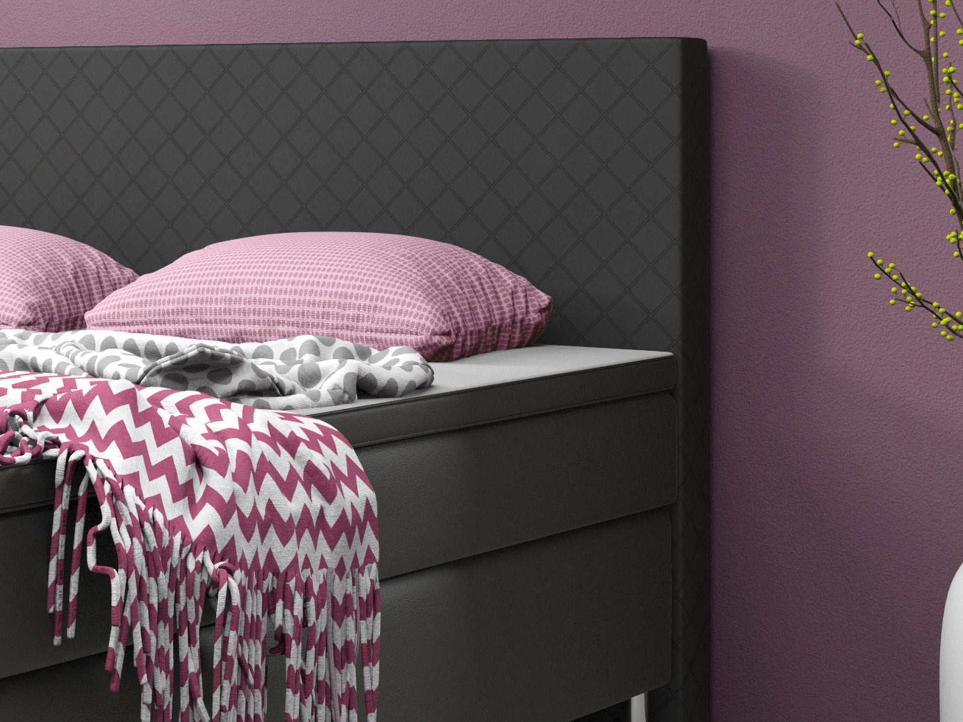 Boxspringbett Madrid 180x200 cm Kunstleder Schwarz - Interbed