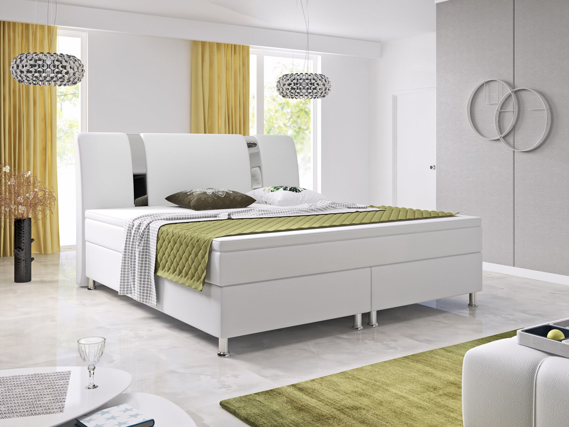 Boxspringbett Riva 180x200 Kunstleder Weiß TYP 3 - Interbed