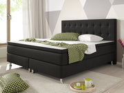 Boxspringbett KN001 180x200 cm Webstoff Schwarz – PU-Topper & Bonell-Federkern (H3) - Interbed