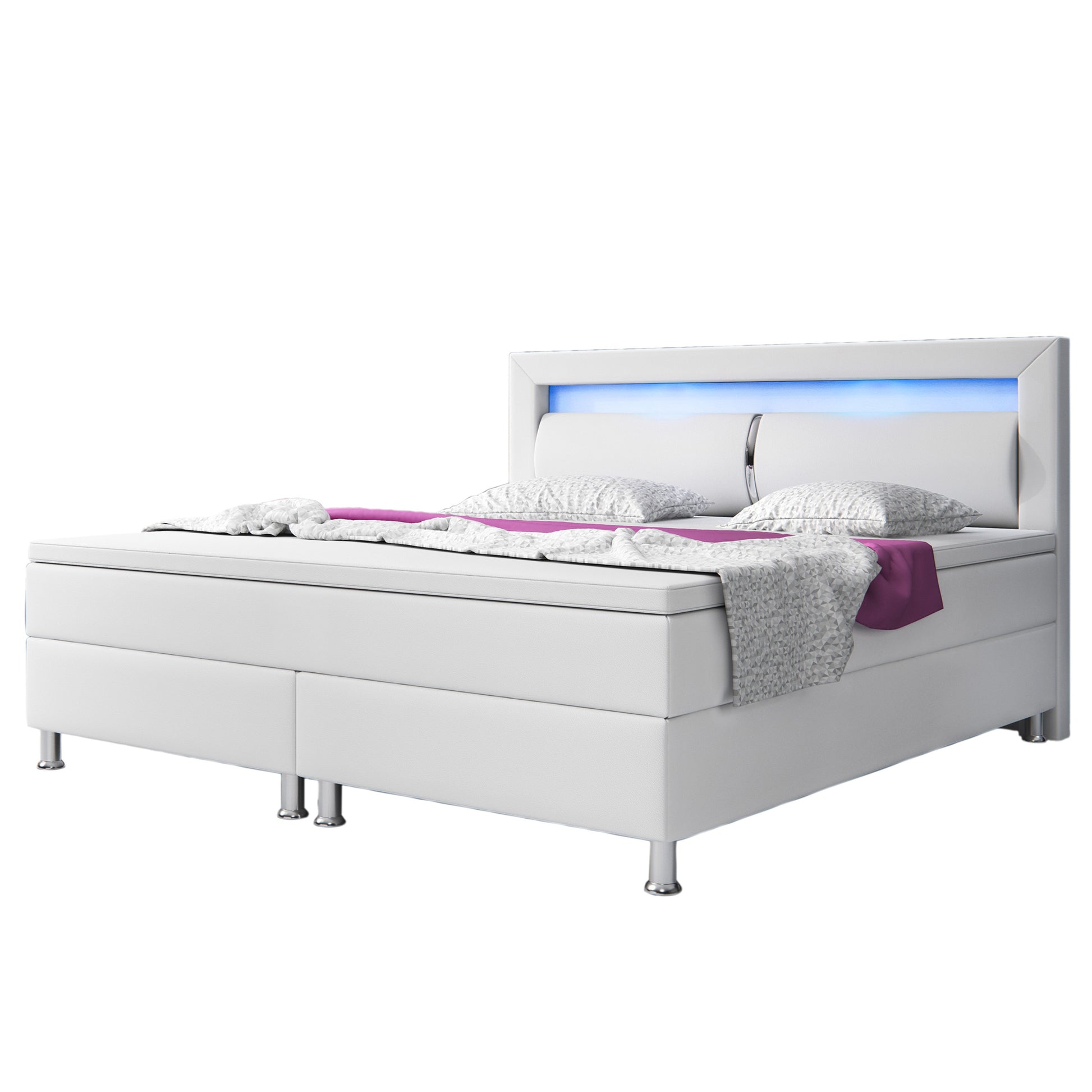 Boxspringbett Milano 180x200 cm Kunstleder Weiß - Interbed