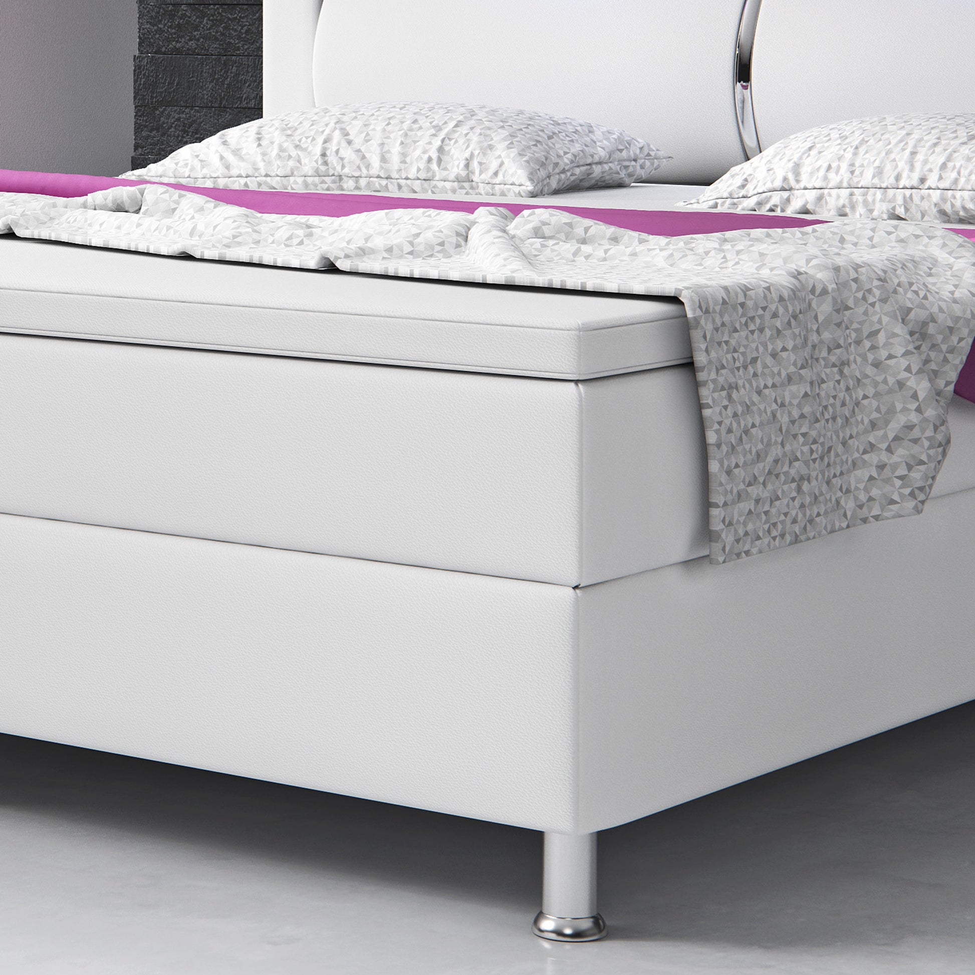 Boxspringbett Milano 180x200 cm Kunstleder Weiß - Interbed