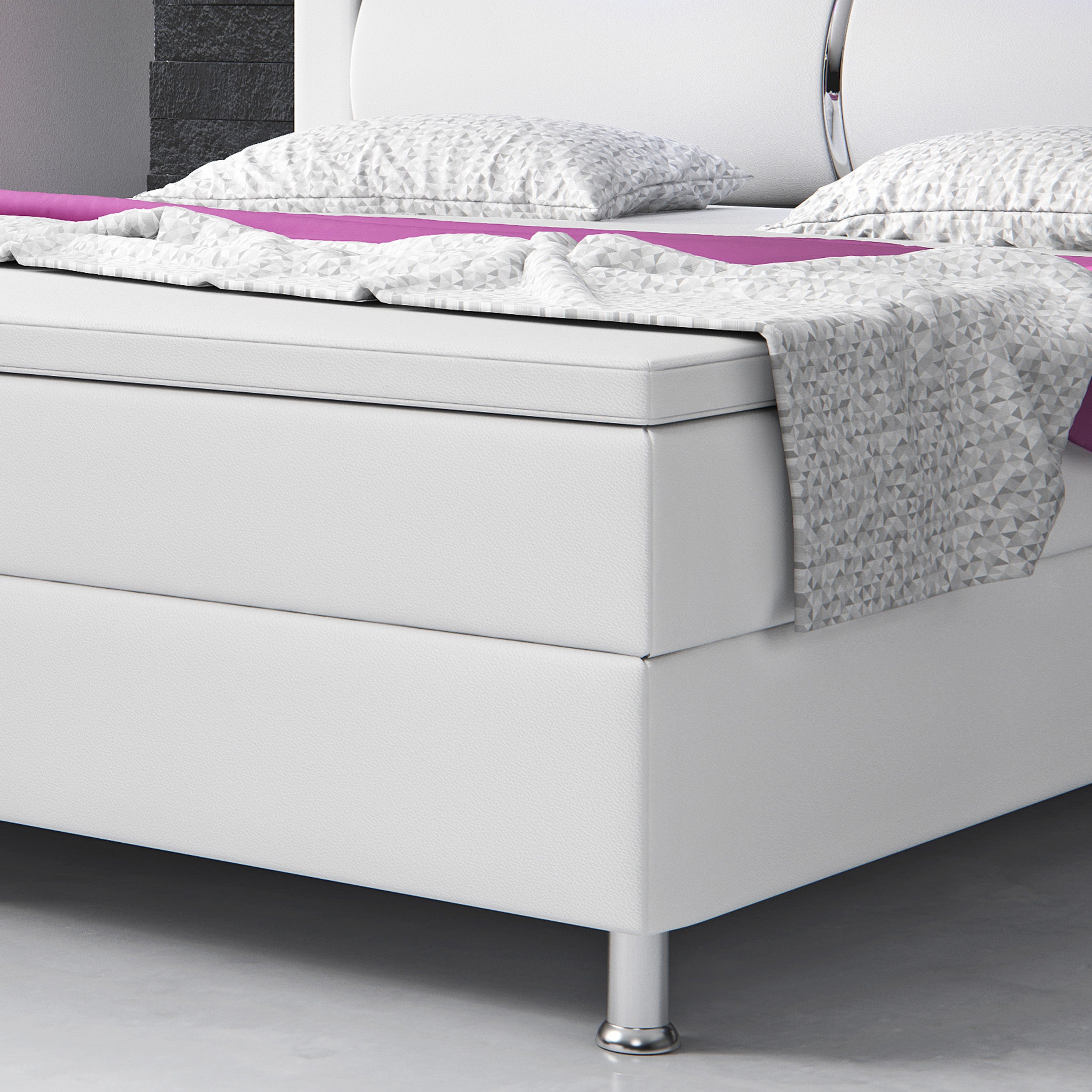 Boxspringbett Milano 180x200 cm Kunstleder Weiß - Interbed
