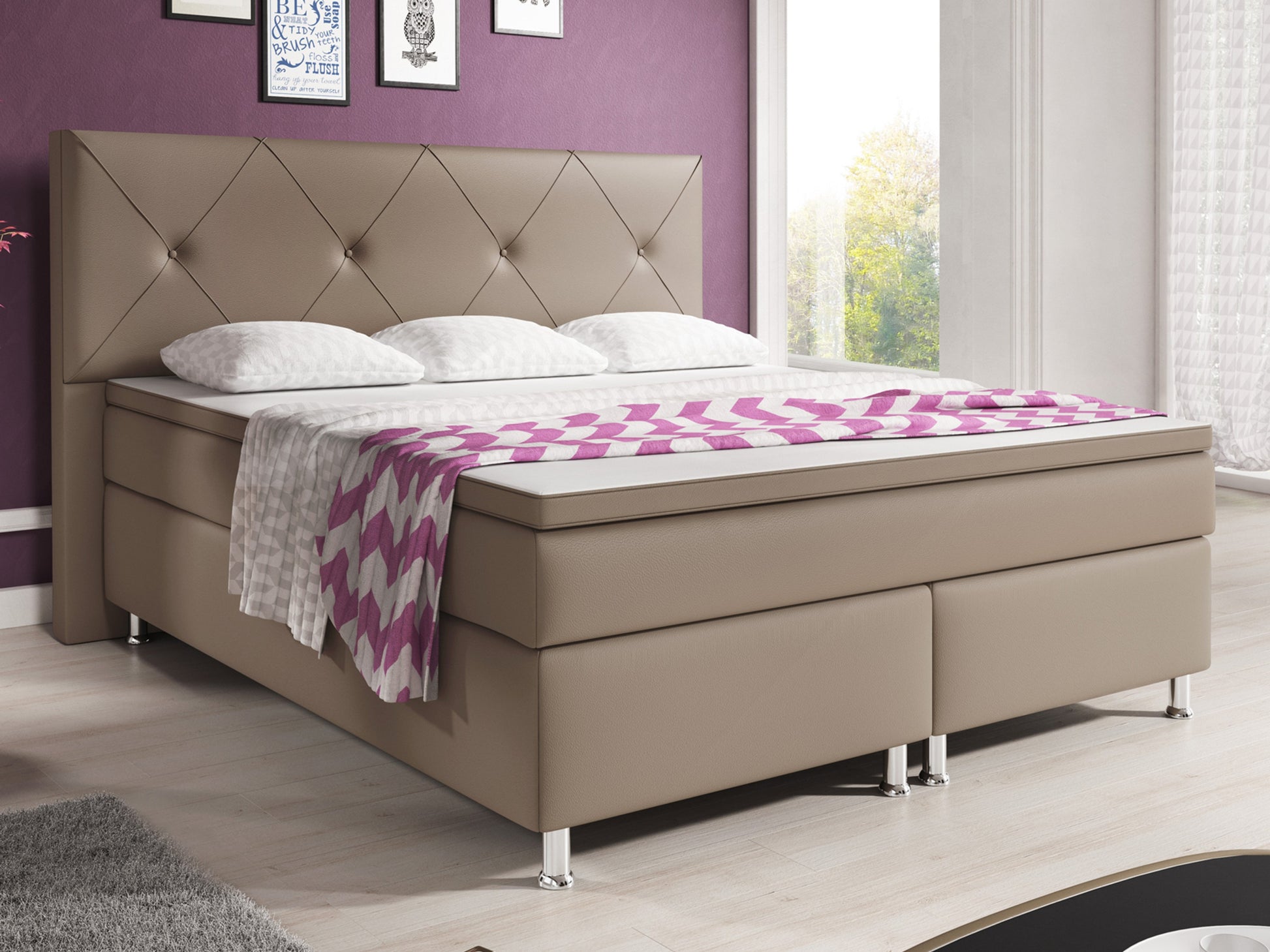 Boxspringbett Oxford 180x200 cm Kunstleder Muddy - Interbed