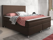 Boxspringbett K004 180x200 cm Webstoff Braun – mit 5 cm PU-Topper - Interbed