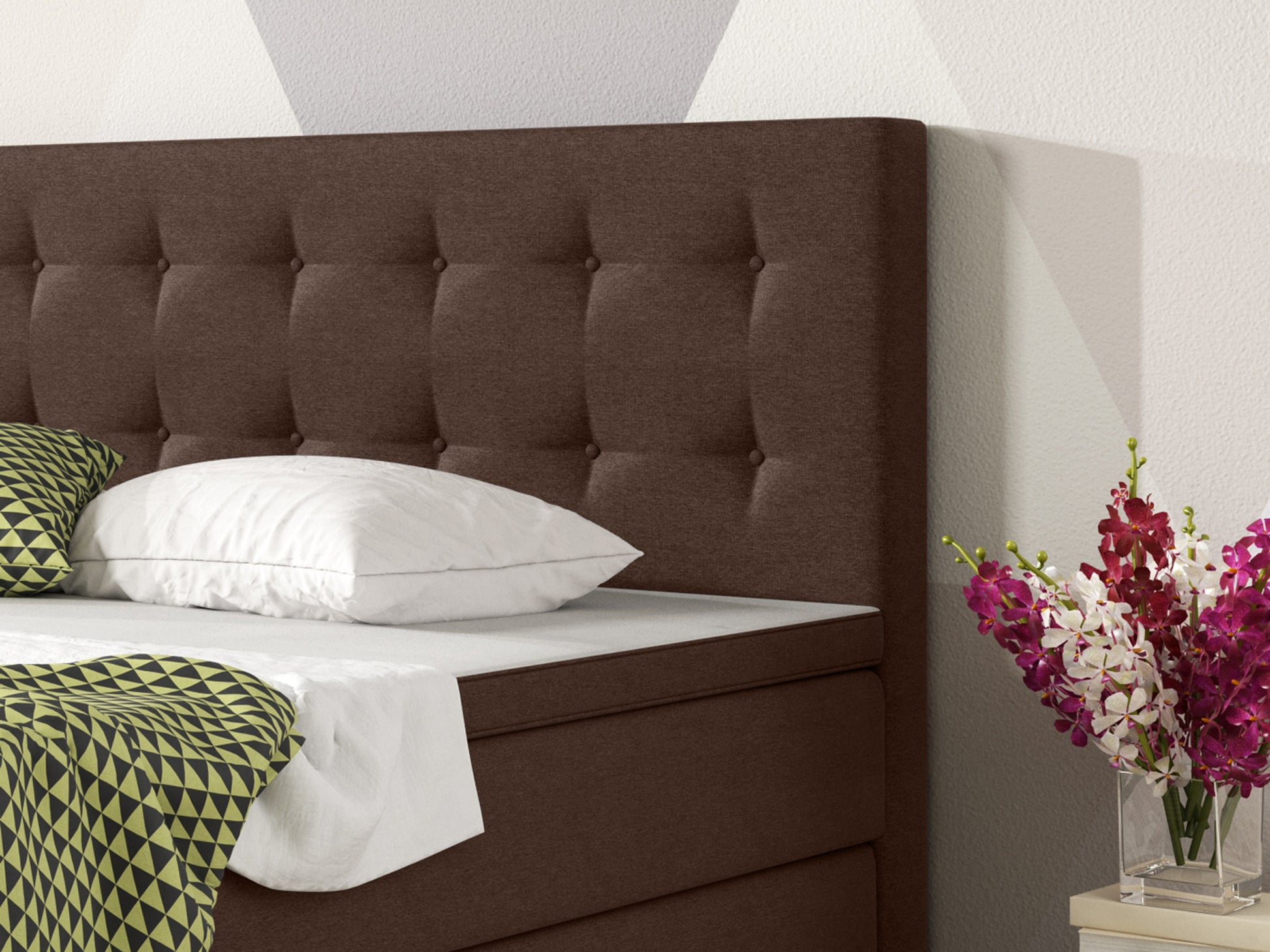 Boxspringbett KN0011 180x200 cm Braun – Webstoff, Bonell‑Federkern & Topper - Interbed