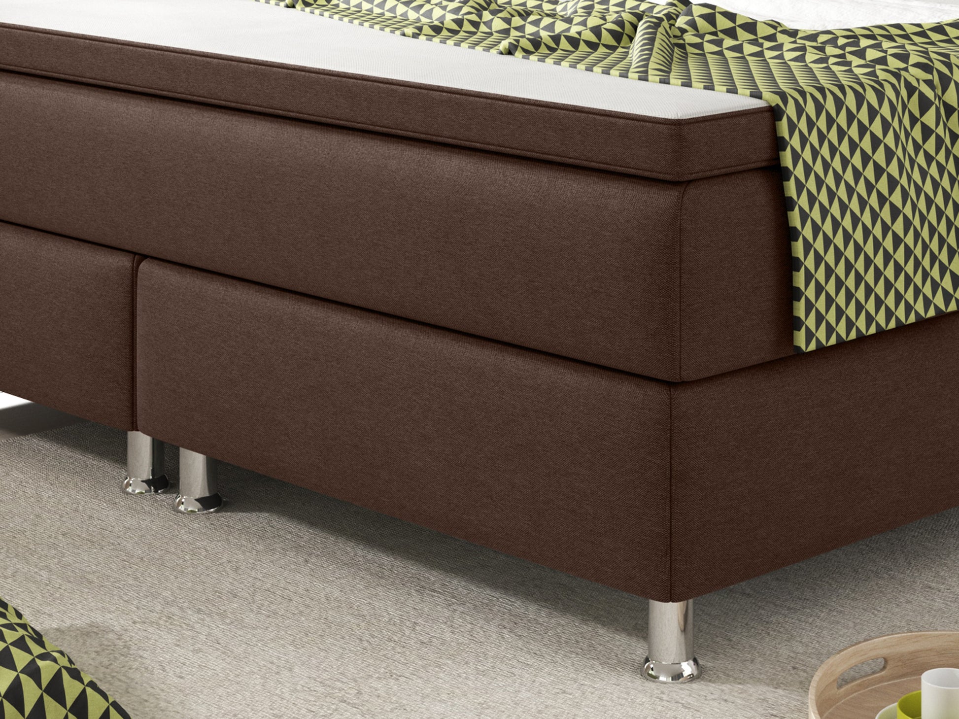 Boxspringbett KN0011 180x200 cm Braun – Webstoff, Bonell‑Federkern & Topper - Interbed