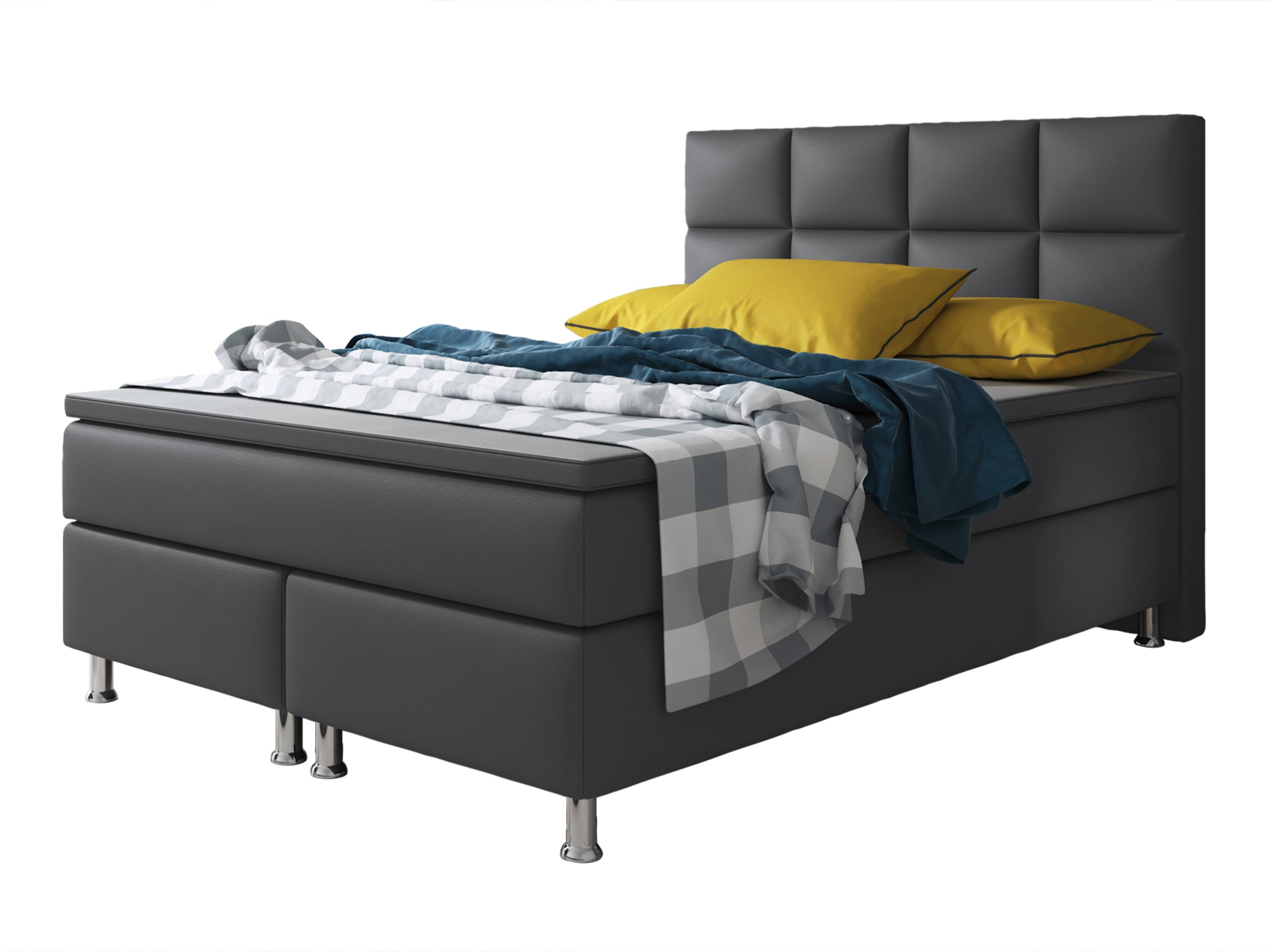 Boxspringbett Miami 140x200 cm Kunstleder Anthrazit - Interbed