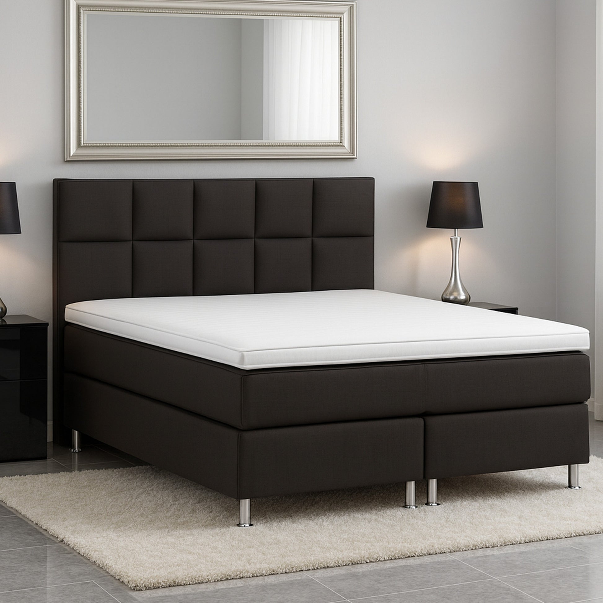 Boxspringbett MIAMI 140x200 – 7‑Zonen Tonnentaschenfederkern & Visco‑Topper - Interbed