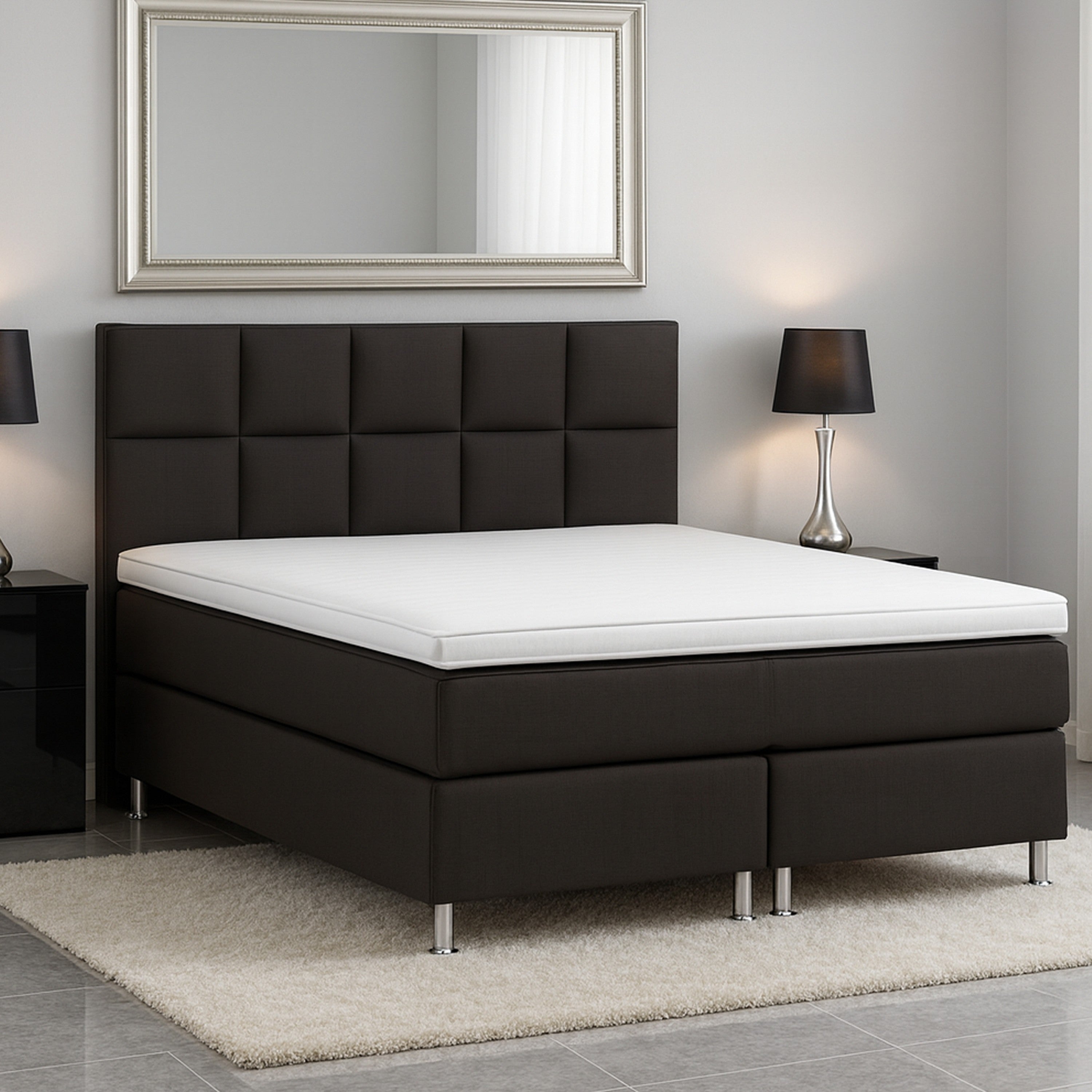 Boxspringbett MIAMI 140x200 – 7‑Zonen Tonnentaschenfederkern & Visco‑Topper - Interbed
