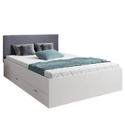 Doppelbett Juist 140x200 cm mit Bettkasten - Kopfteil Anthrazit Rahmen weiss inkl. Bonellfederkern-Matratze und 13 Leisten-Rollrost - Interbed