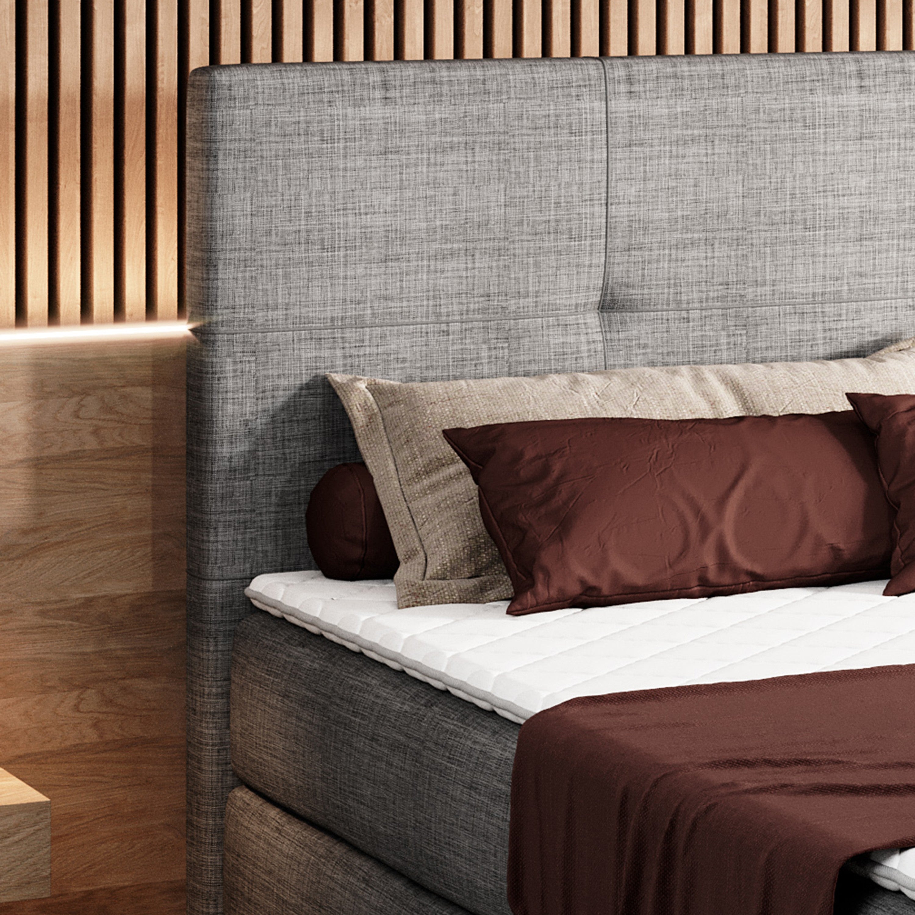 Boxspringbett NYC 180x200 cm Webstoff Anthrazit - Interbed