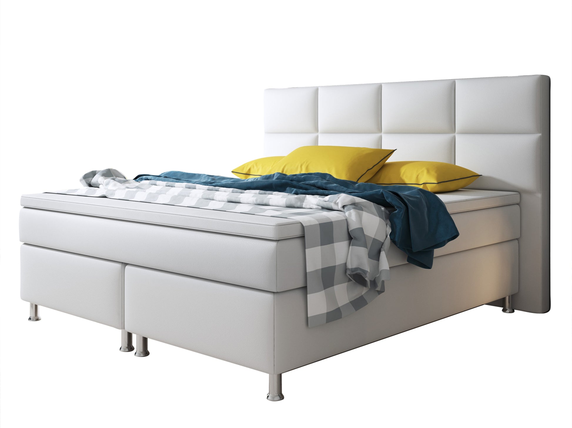Boxspringbett Miami 180x200 cm Kunstleder Weiß - Interbed