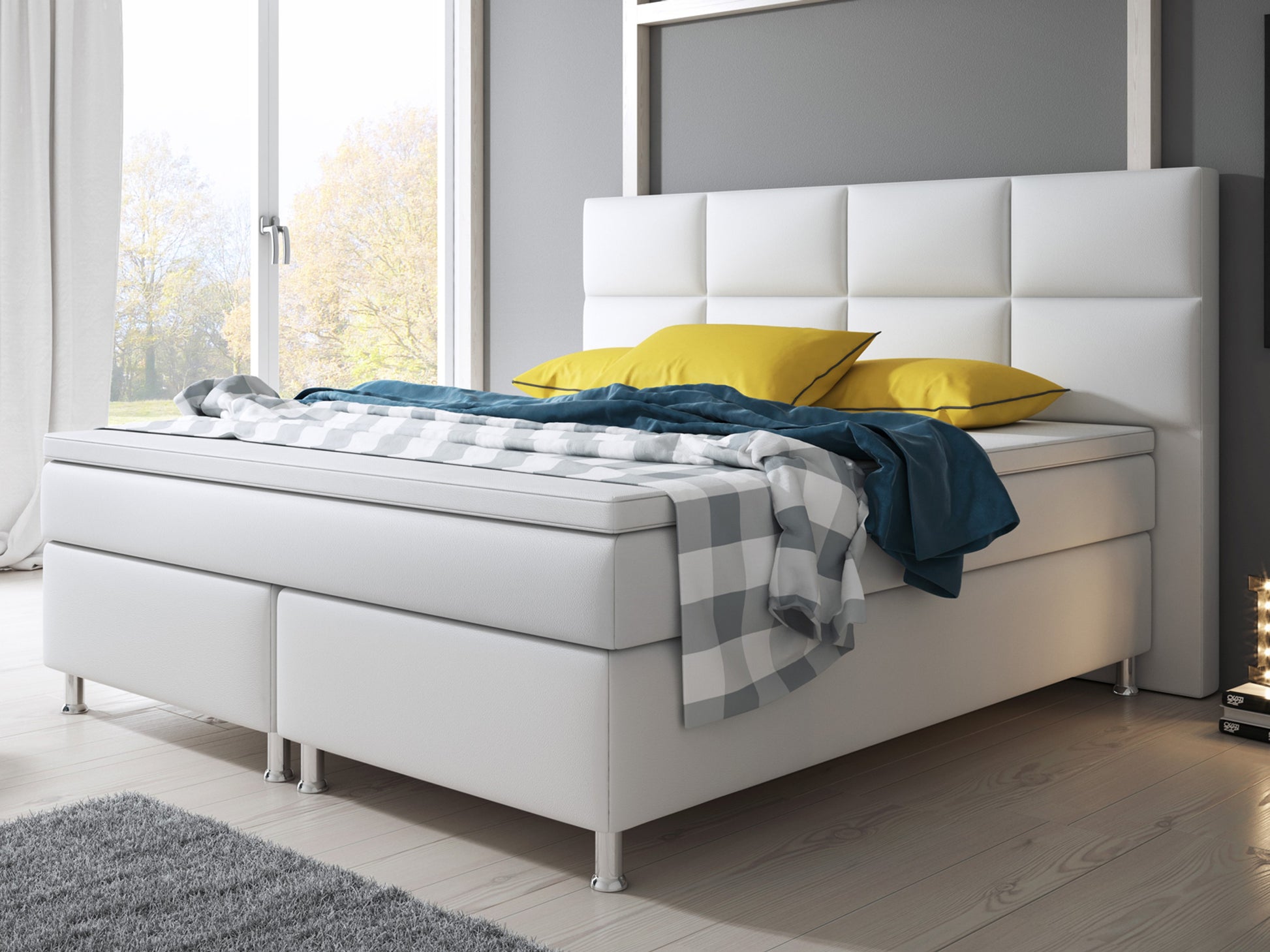 Boxspringbett Miami 180x200 cm Kunstleder Weiß - Interbed