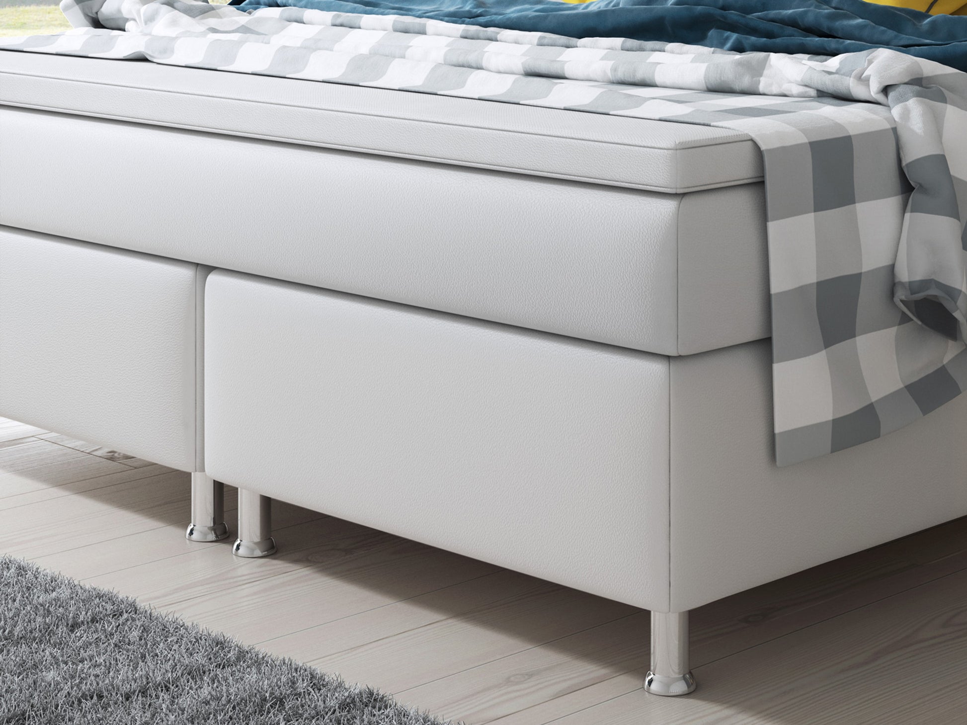 Boxspringbett Miami 180x200 cm Kunstleder Weiß - Interbed