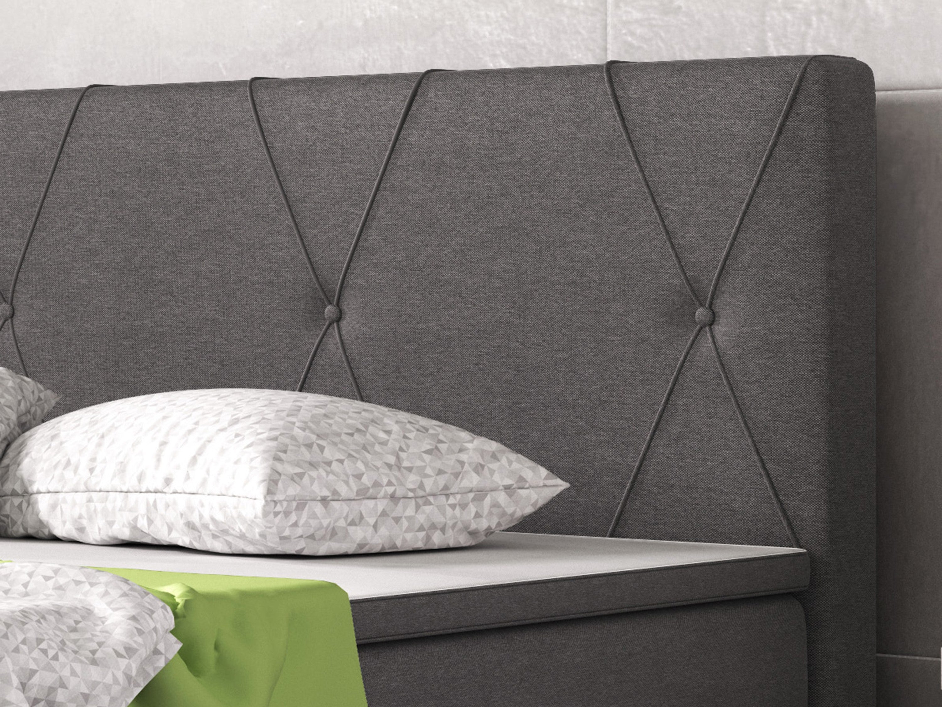 Boxspringbett Boston 180x200 Anthrazit – Webstoff & PU-Topper