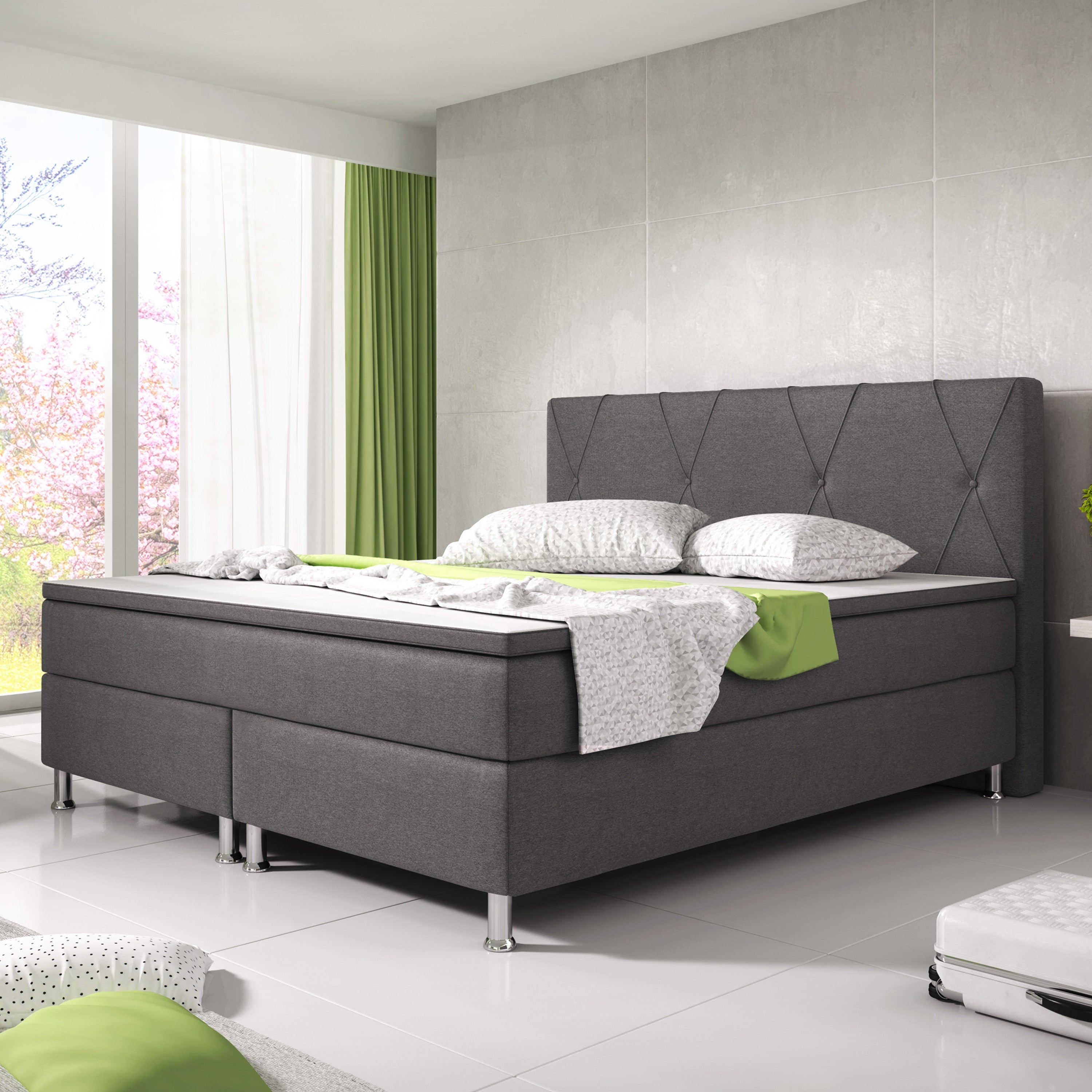 Boxspringbett B1 180x200 cm Webstoff Anthrazit