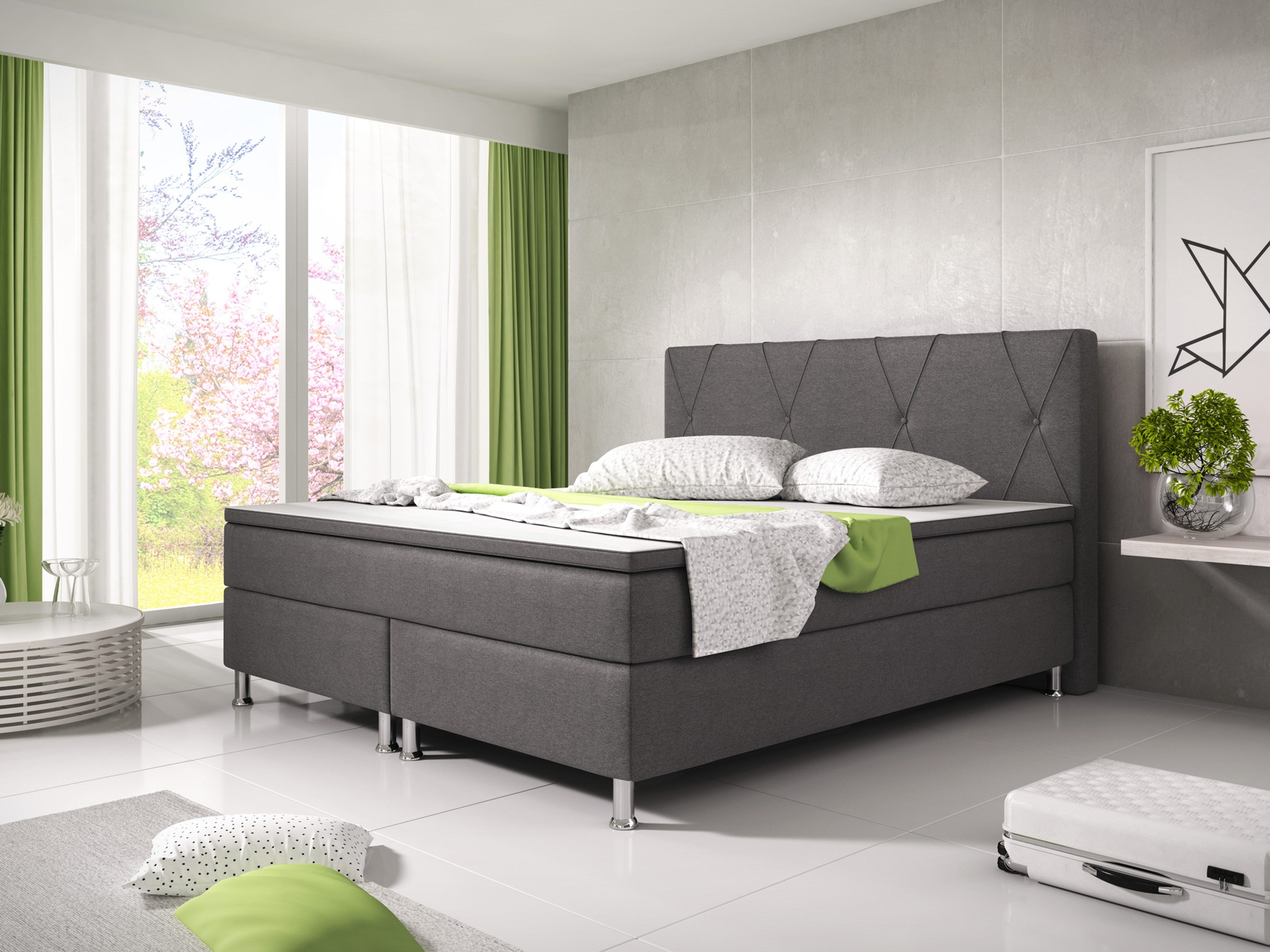 Boxspringbett B1 180x200 cm Webstoff Anthrazit