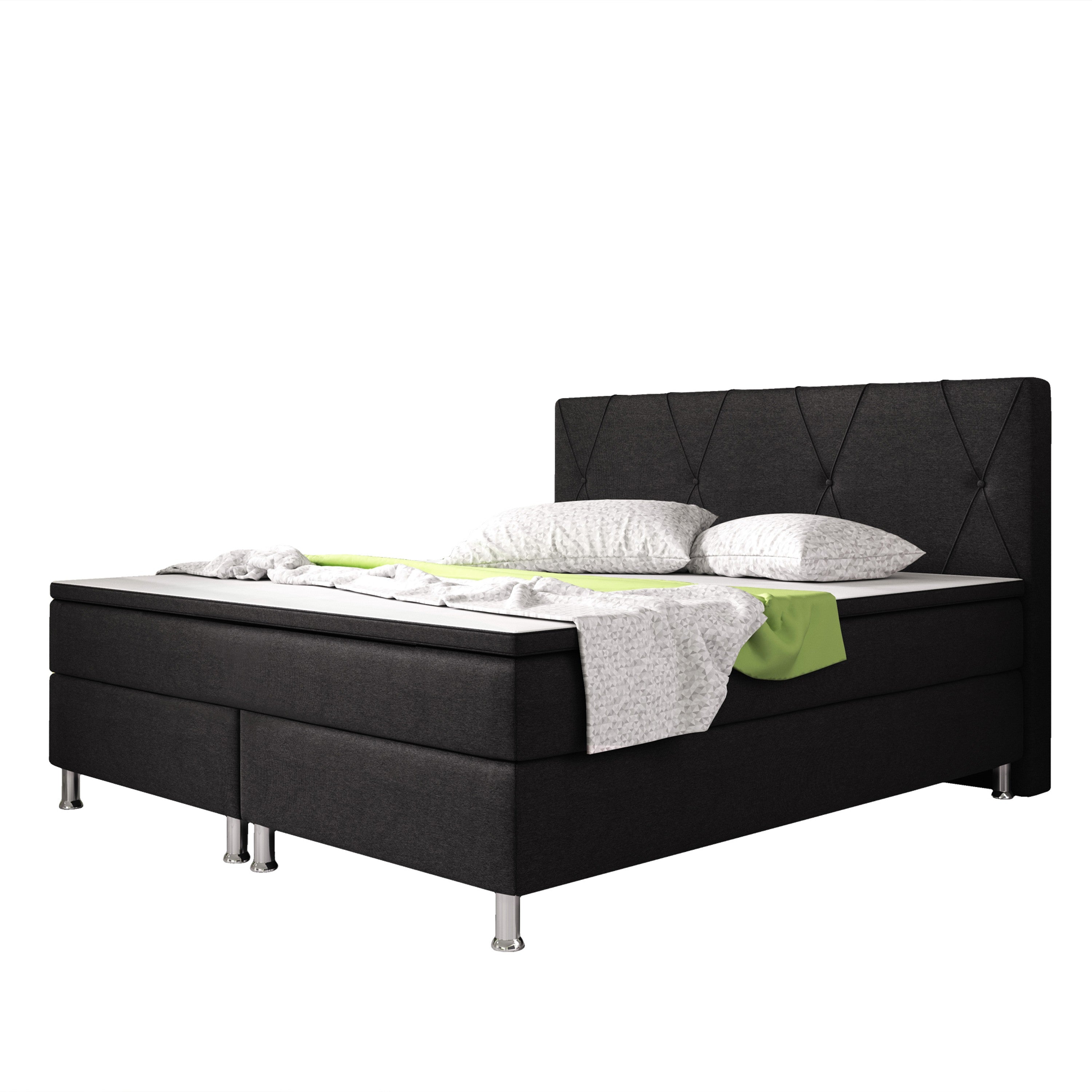 Boxspringbett B1 180x200 cm Webstoff Schwarz