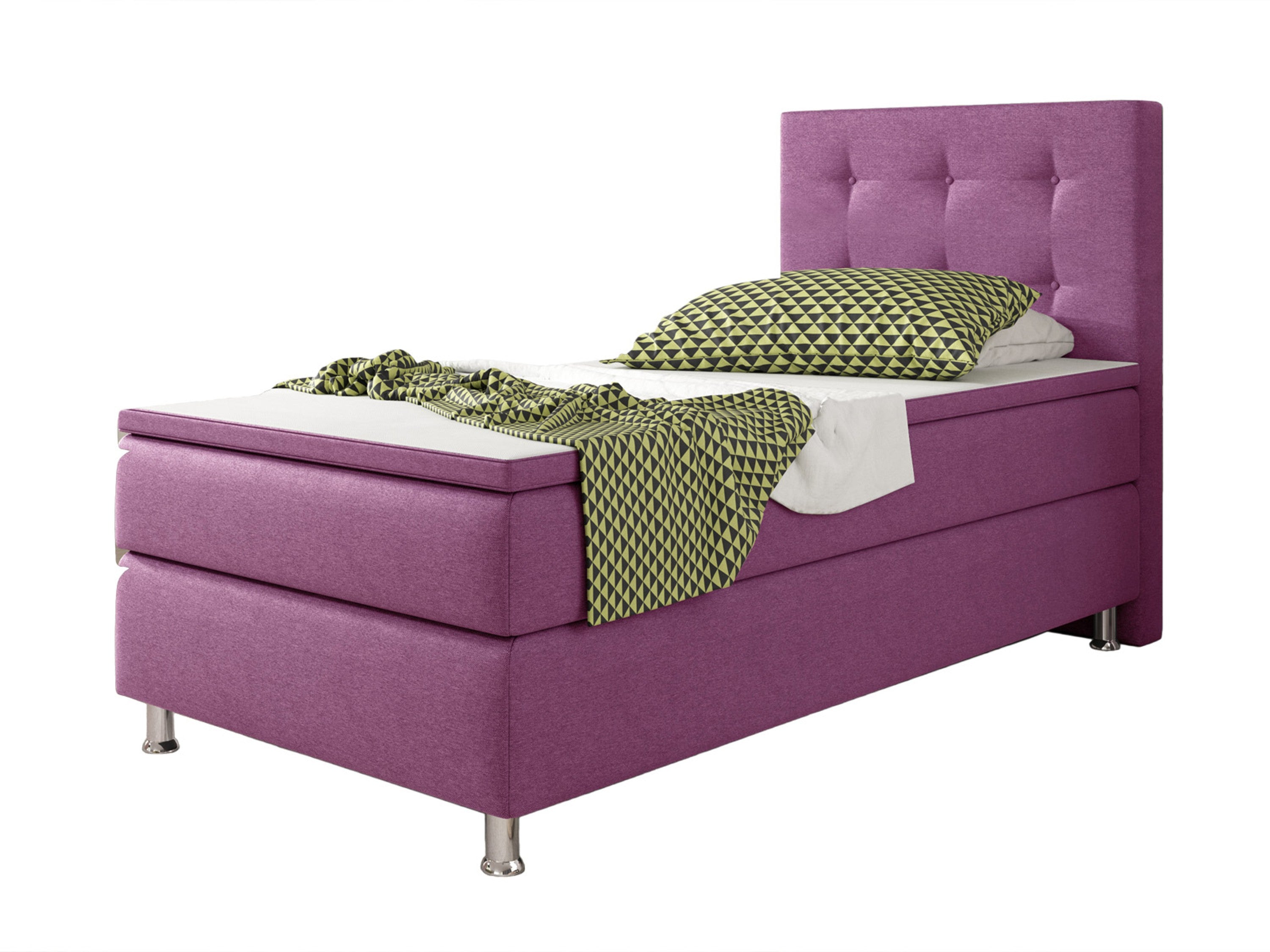 Boxspringbett KN008 90x200 cm – Webstoff Rosa/Pink mit PU-Topper - Interbed
