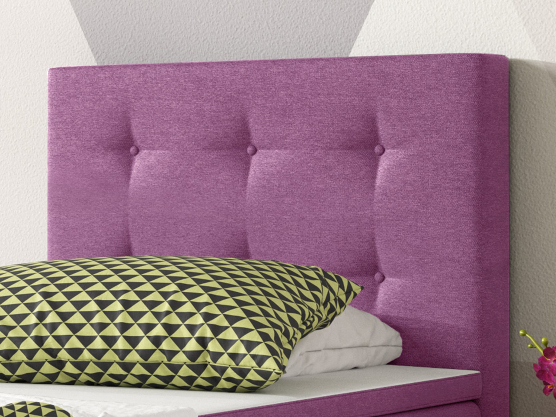 Boxspringbett KN008 90x200 cm – Webstoff Rosa/Pink mit PU-Topper - Interbed