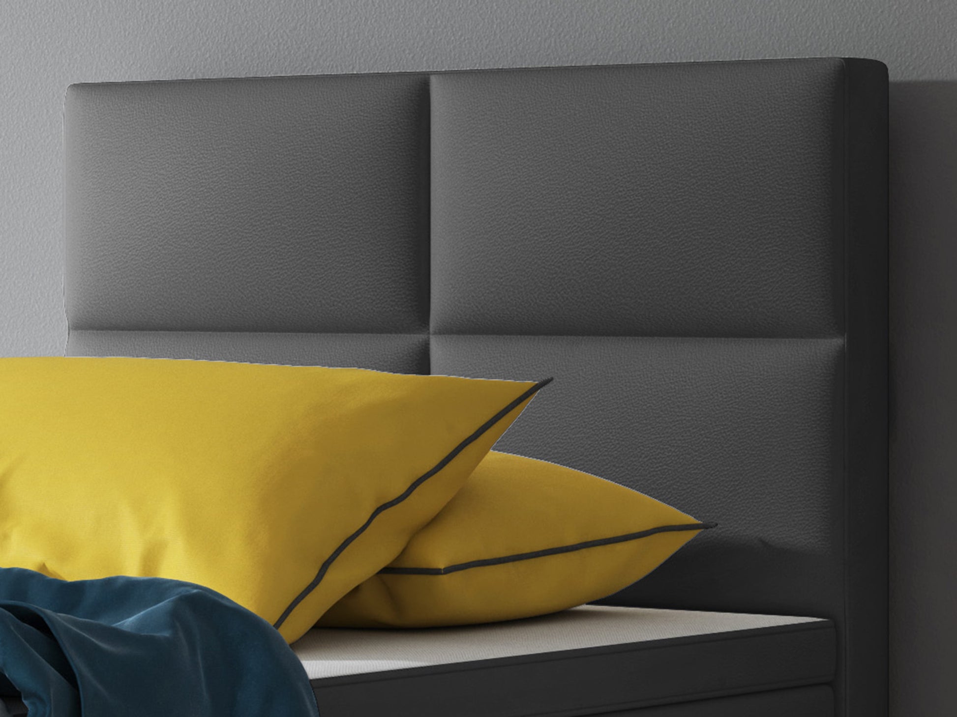 Boxspringbett Miami 90x200 cm Kunstleder Anthrazit - Interbed