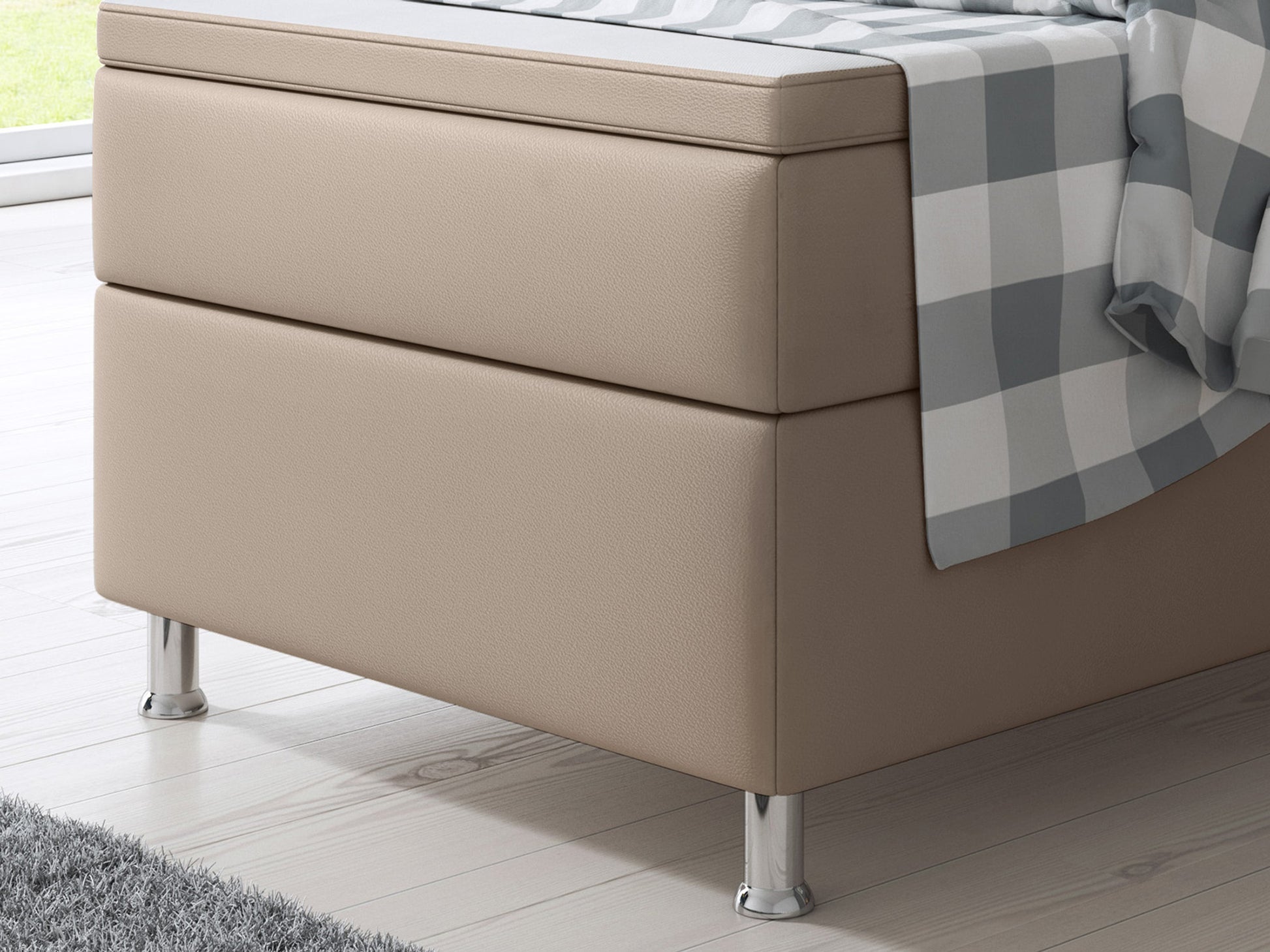 Boxspringbett Miami 90x200 cm Kunstleder Muddy - Interbed