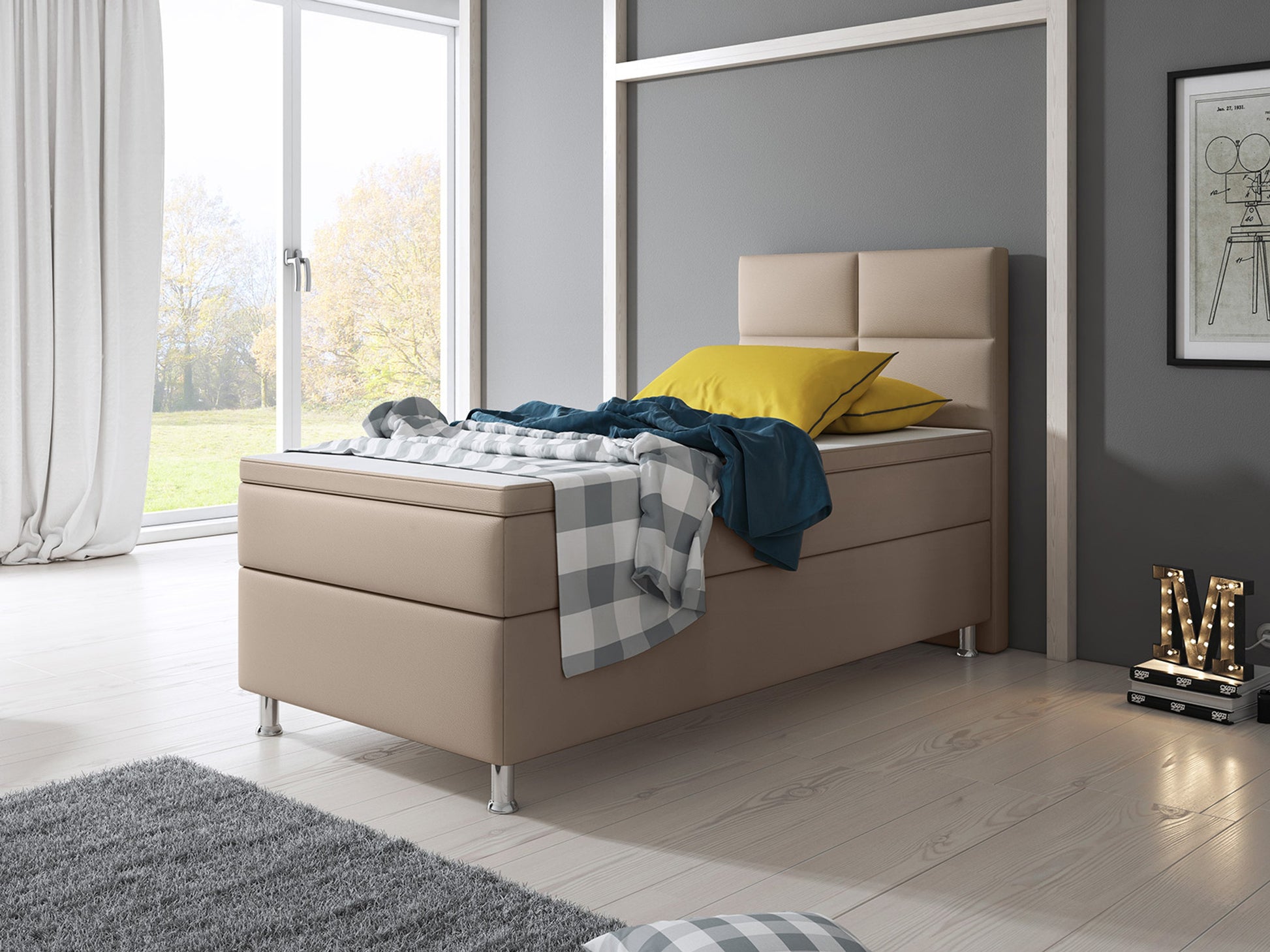 Boxspringbett Miami 90x200 cm Kunstleder Muddy - Interbed