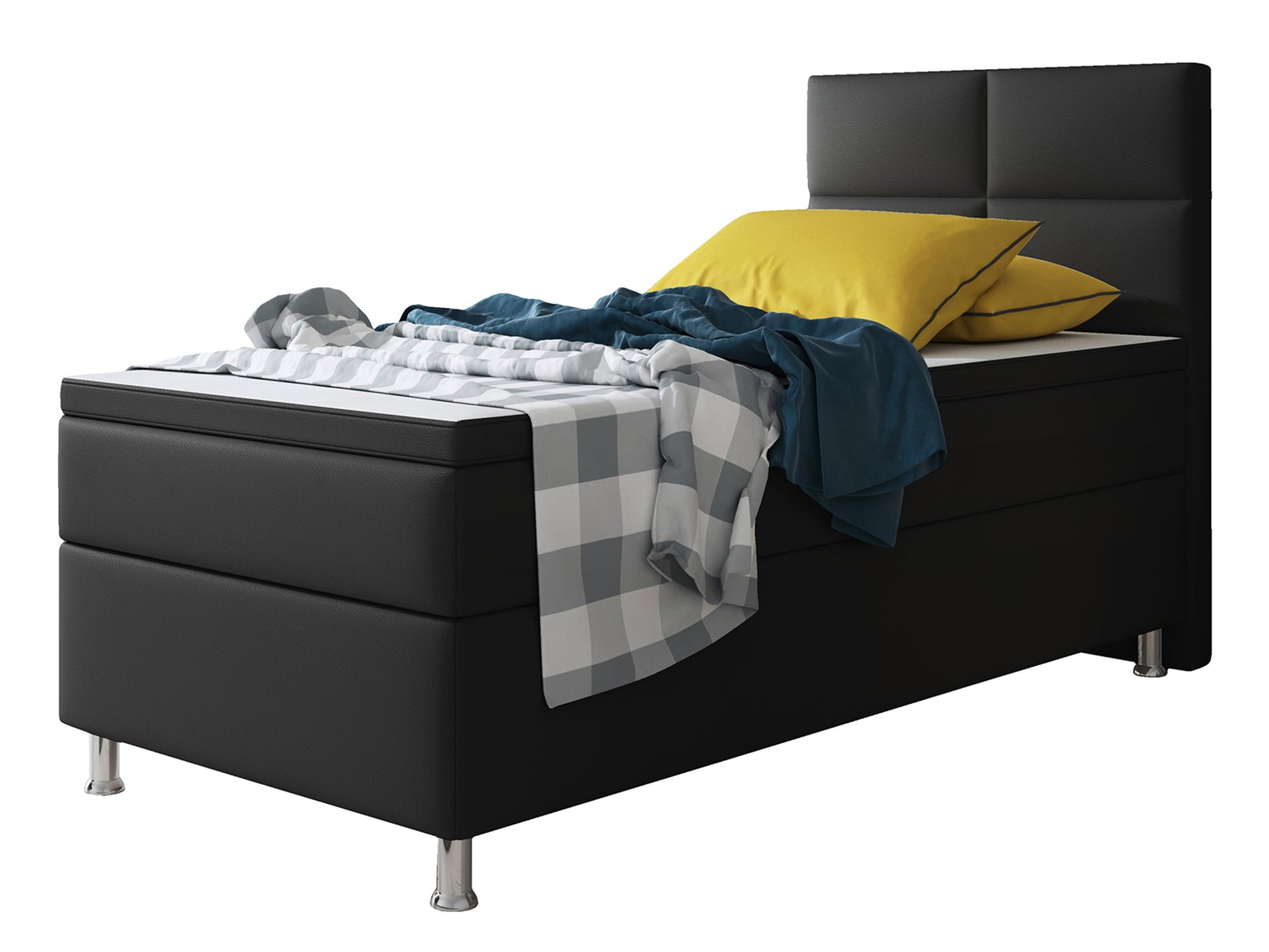 Boxspringbett Miami 90x200 cm Kunstleder schwarz - Interbed