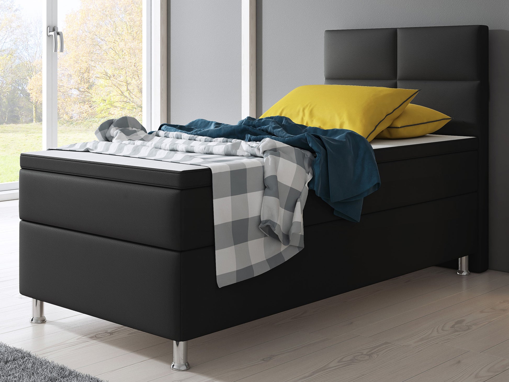 Boxspringbett Miami 90x200 cm Kunstleder schwarz - Interbed