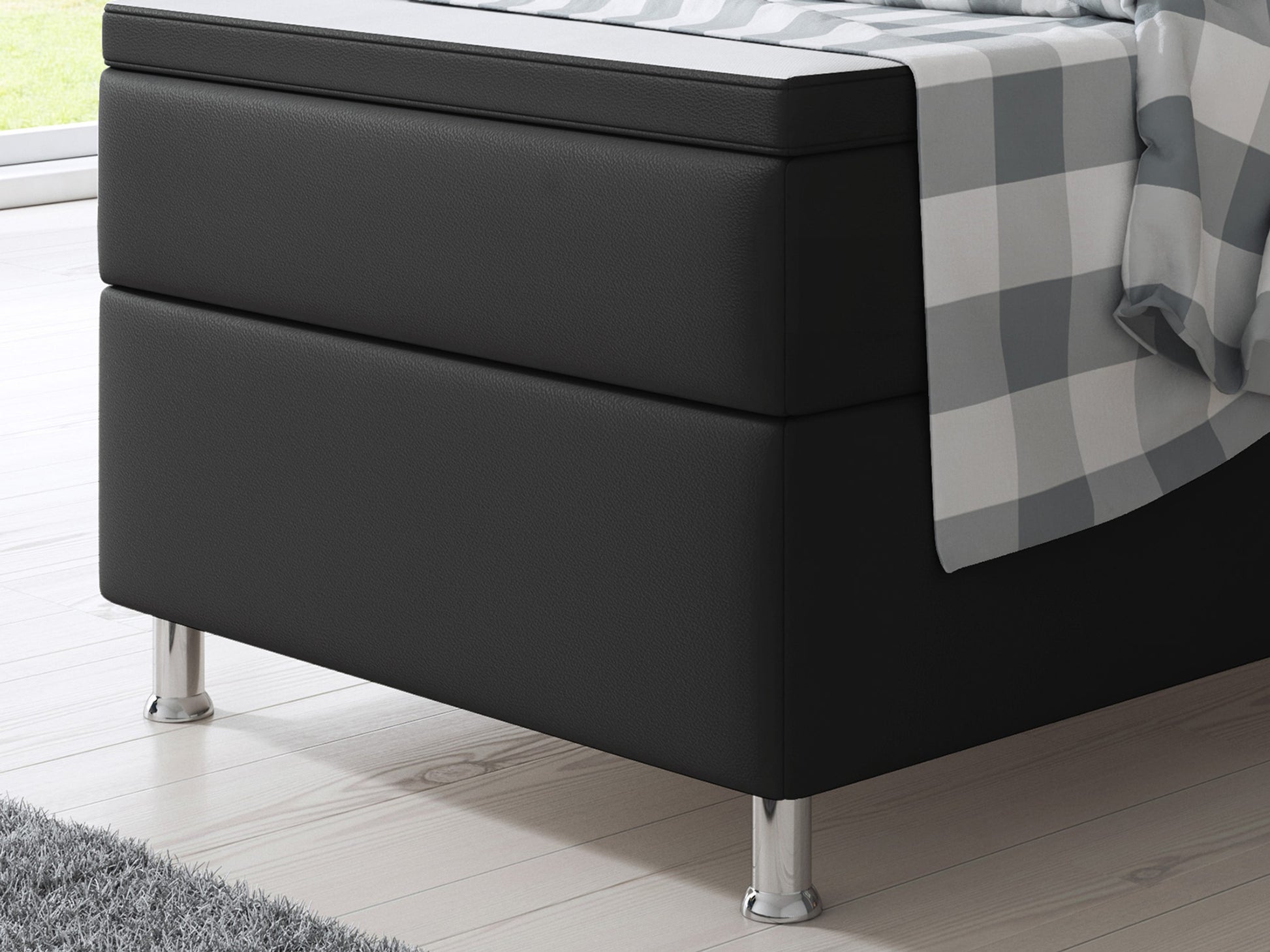 Boxspringbett Miami 90x200 cm Kunstleder schwarz - Interbed