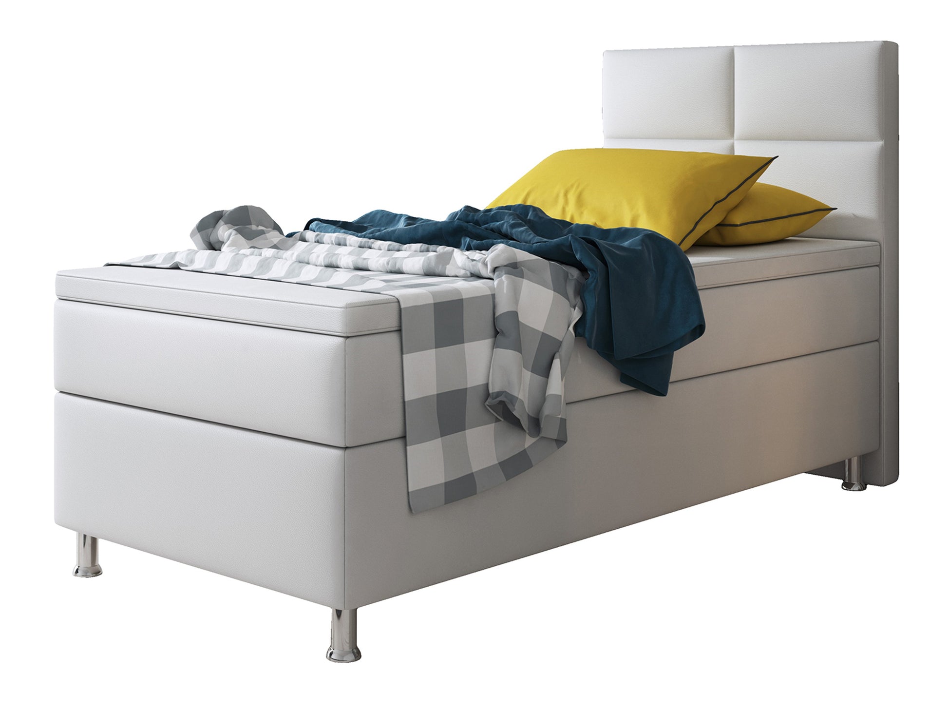 Boxspringbett Miami 90x200 – Kunstleder Weiß - Interbed