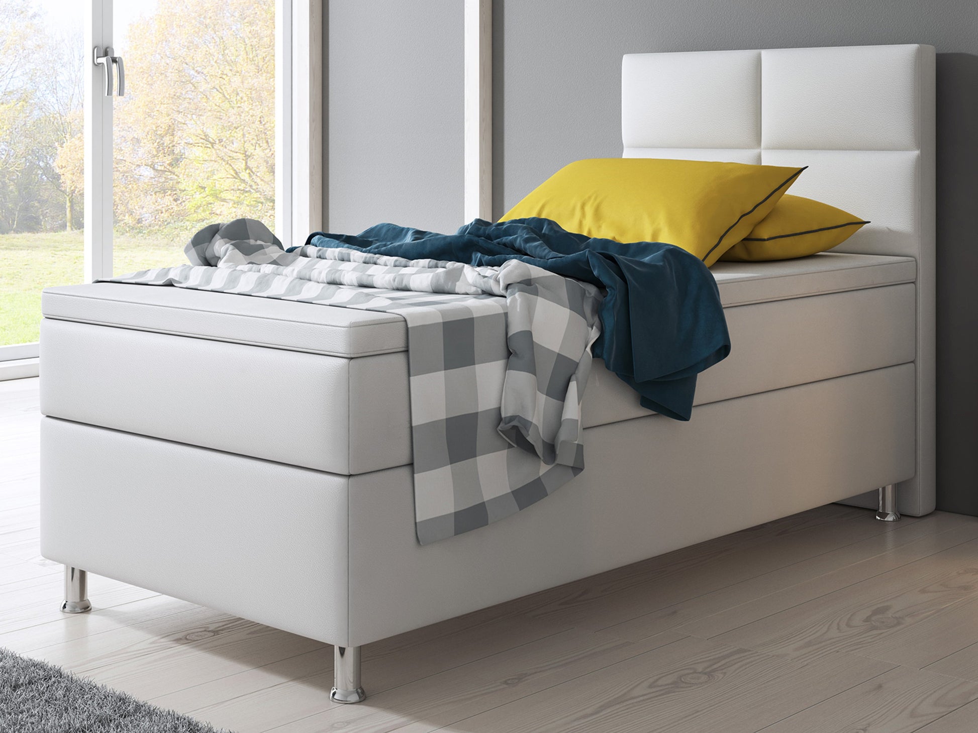 Boxspringbett Miami 90x200 – Kunstleder Weiß - Interbed