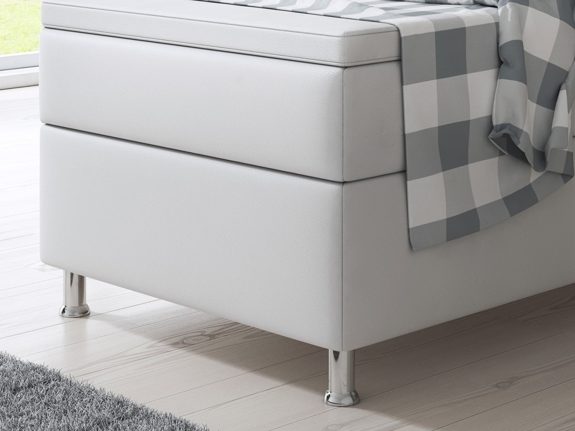Boxspringbett Miami 90x200 – Kunstleder Weiß - Interbed