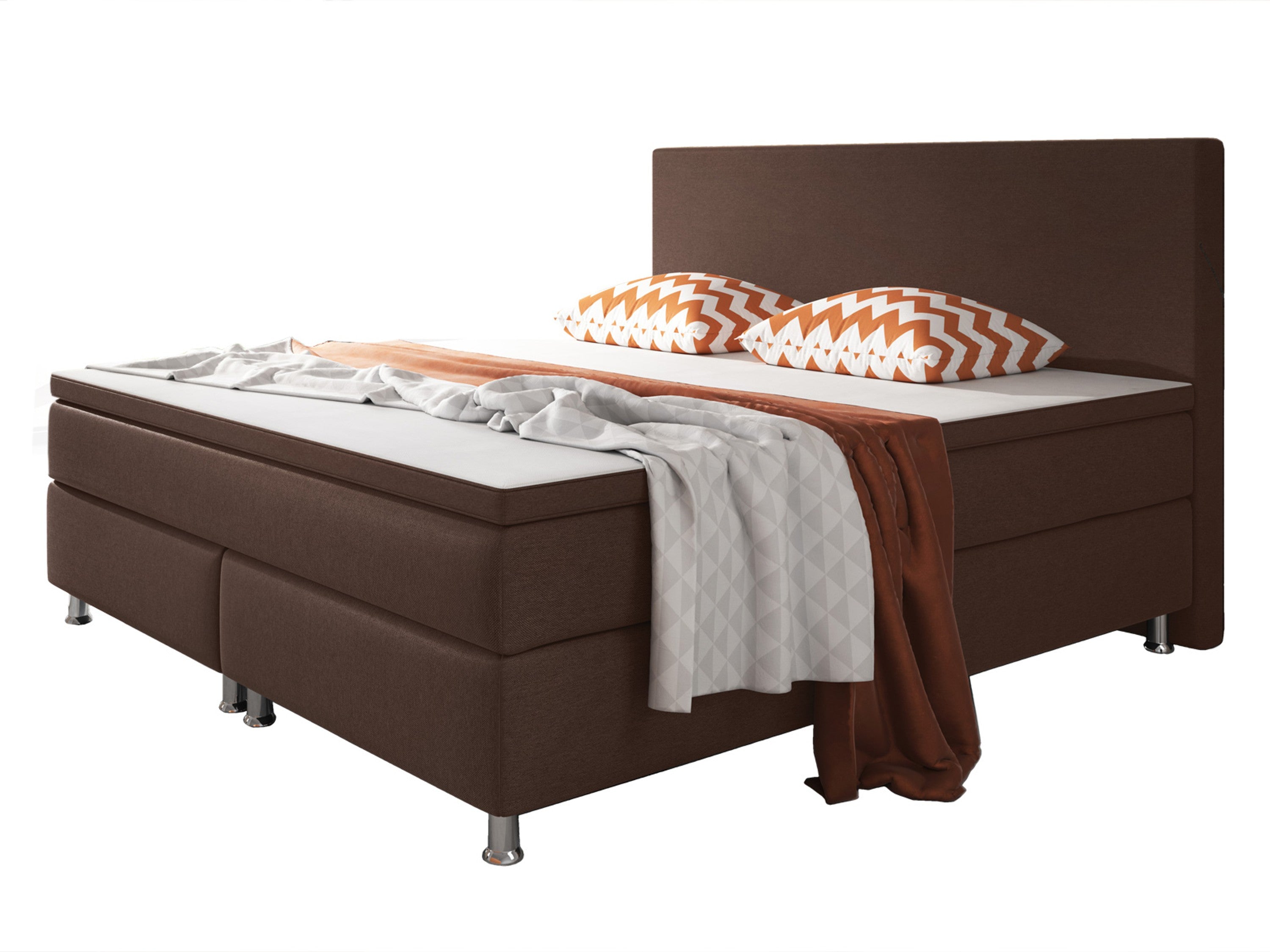 Boxspringbett Berlin 180x200 Braun – Webstoff & PU-Topper - Interbed