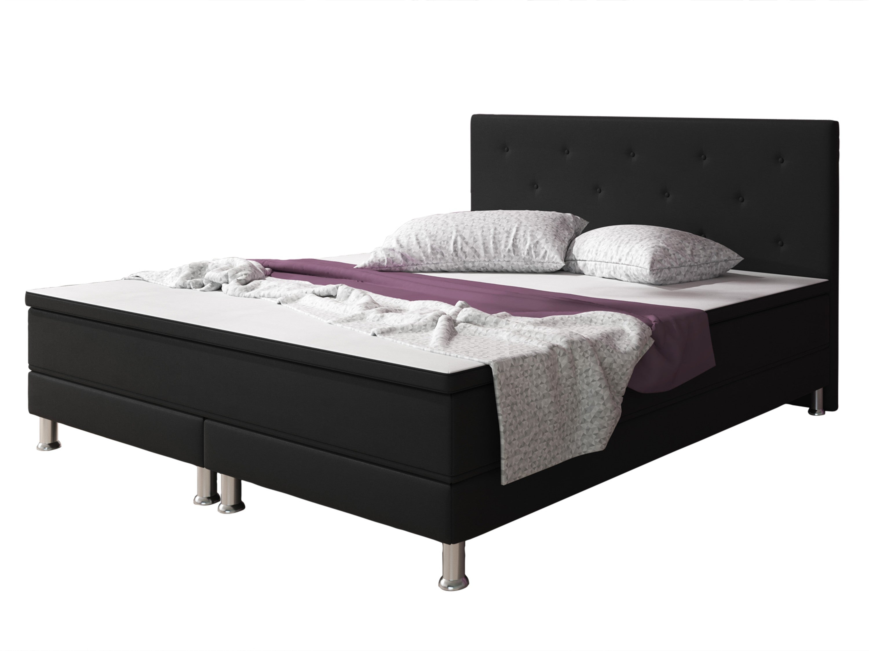 Boxspringbett Bonn 140x200 Webstoff Schwarz - Interbed
