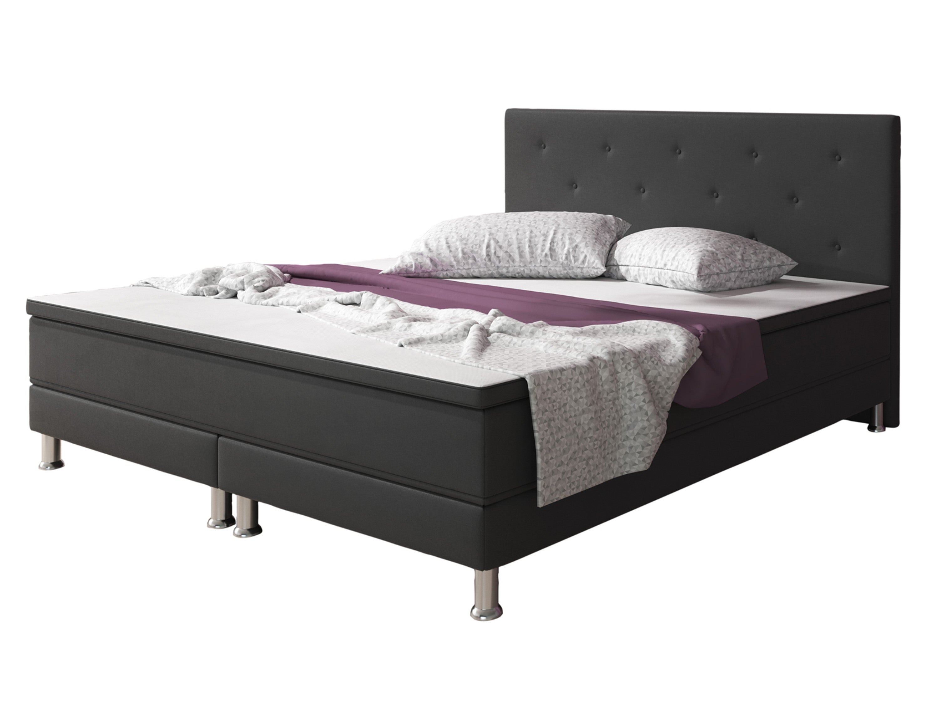Boxspringbett Esra 180x200 Webstoff Anthrazit - Interbed