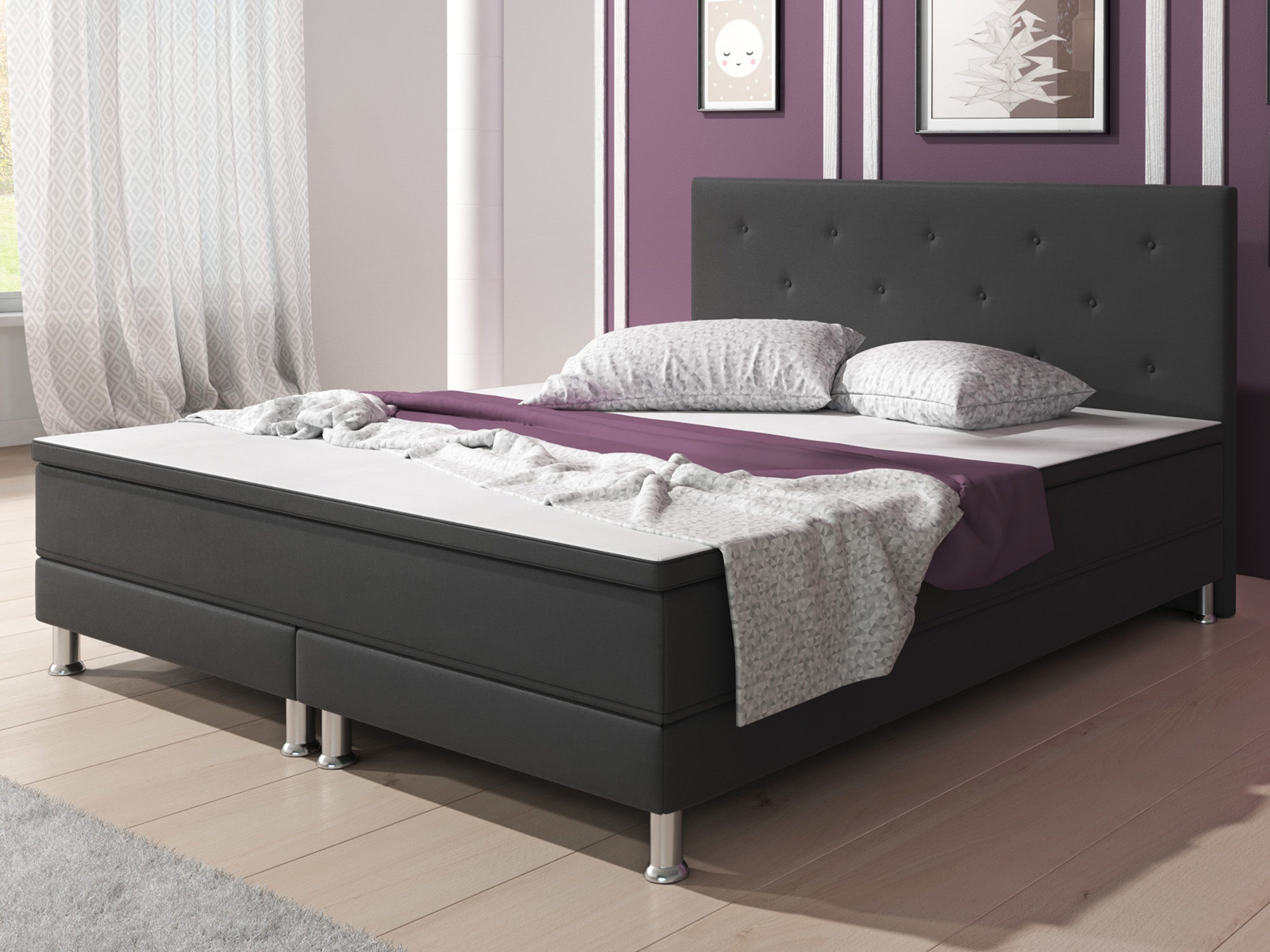 Boxspringbett E1 180x200 cm Webstoff Anhtrazi