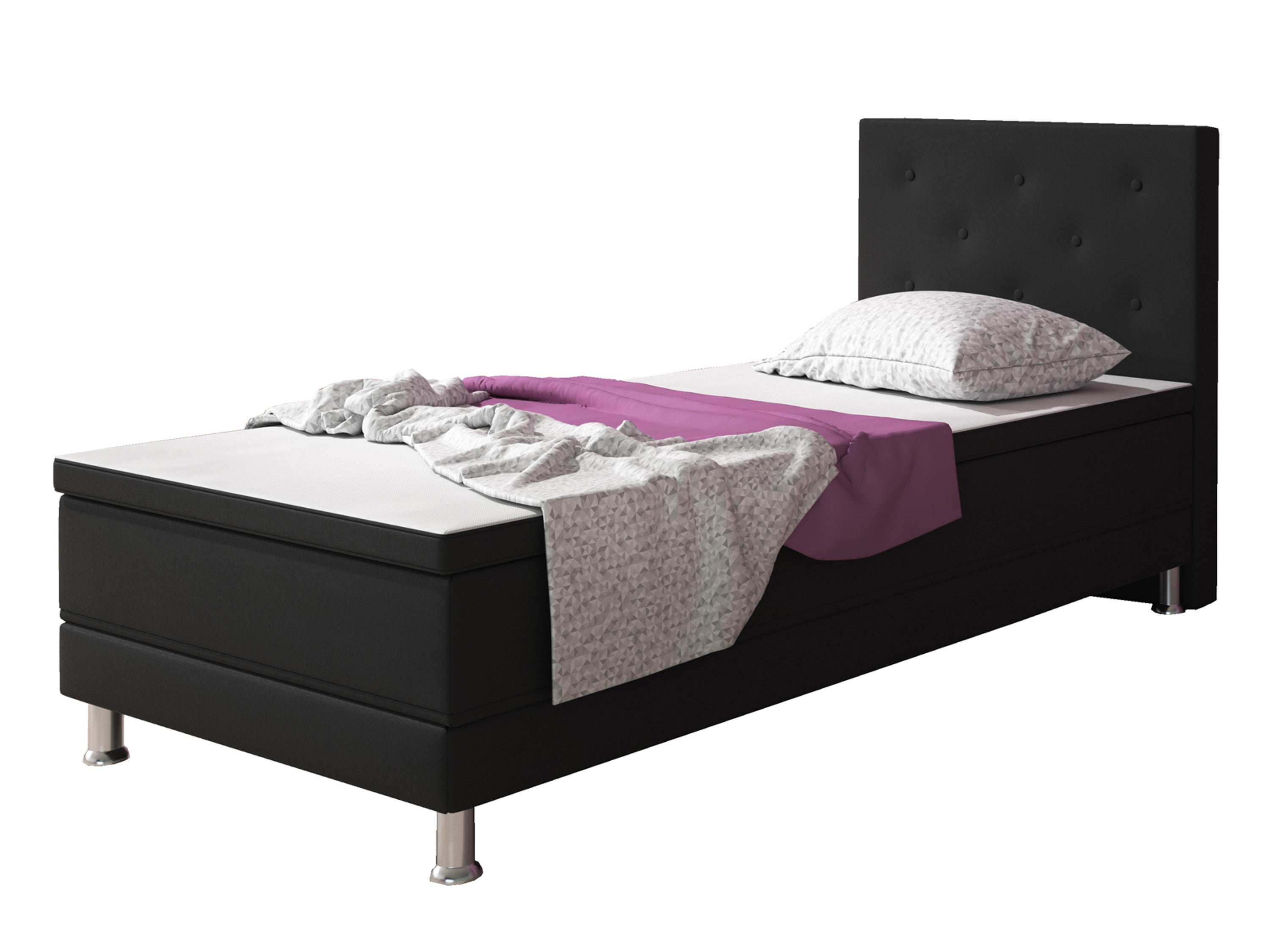 Boxspringbett Esra 90x200 Webstoff Schwarz - Interbed