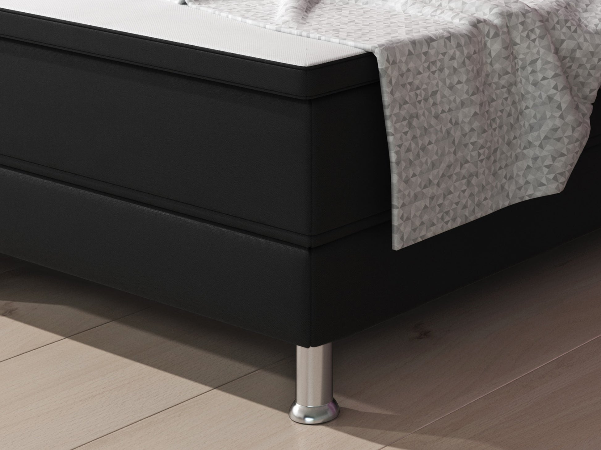 Boxspringbett Esra 90x200 Webstoff Schwarz - Interbed