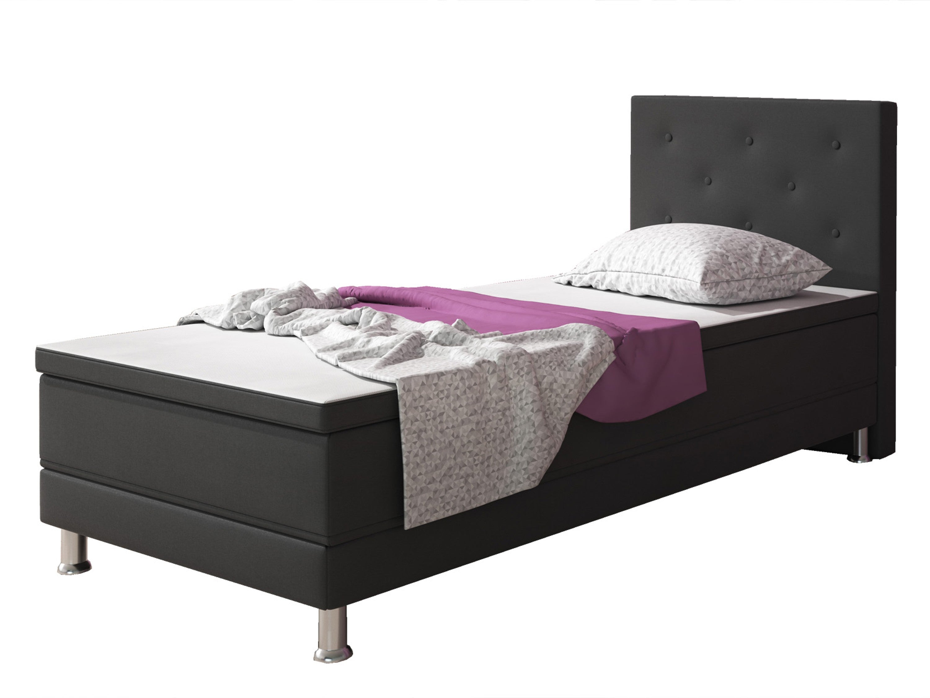 Boxspringbett Esra 90x200 Webstoff Anthrazit - Interbed