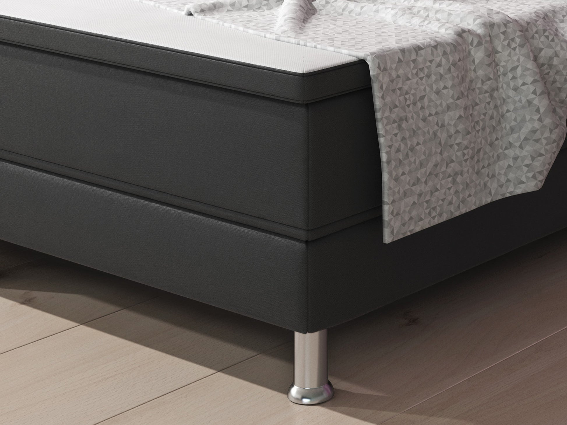 Boxspringbett Esra 90x200 Webstoff Anthrazit - Interbed