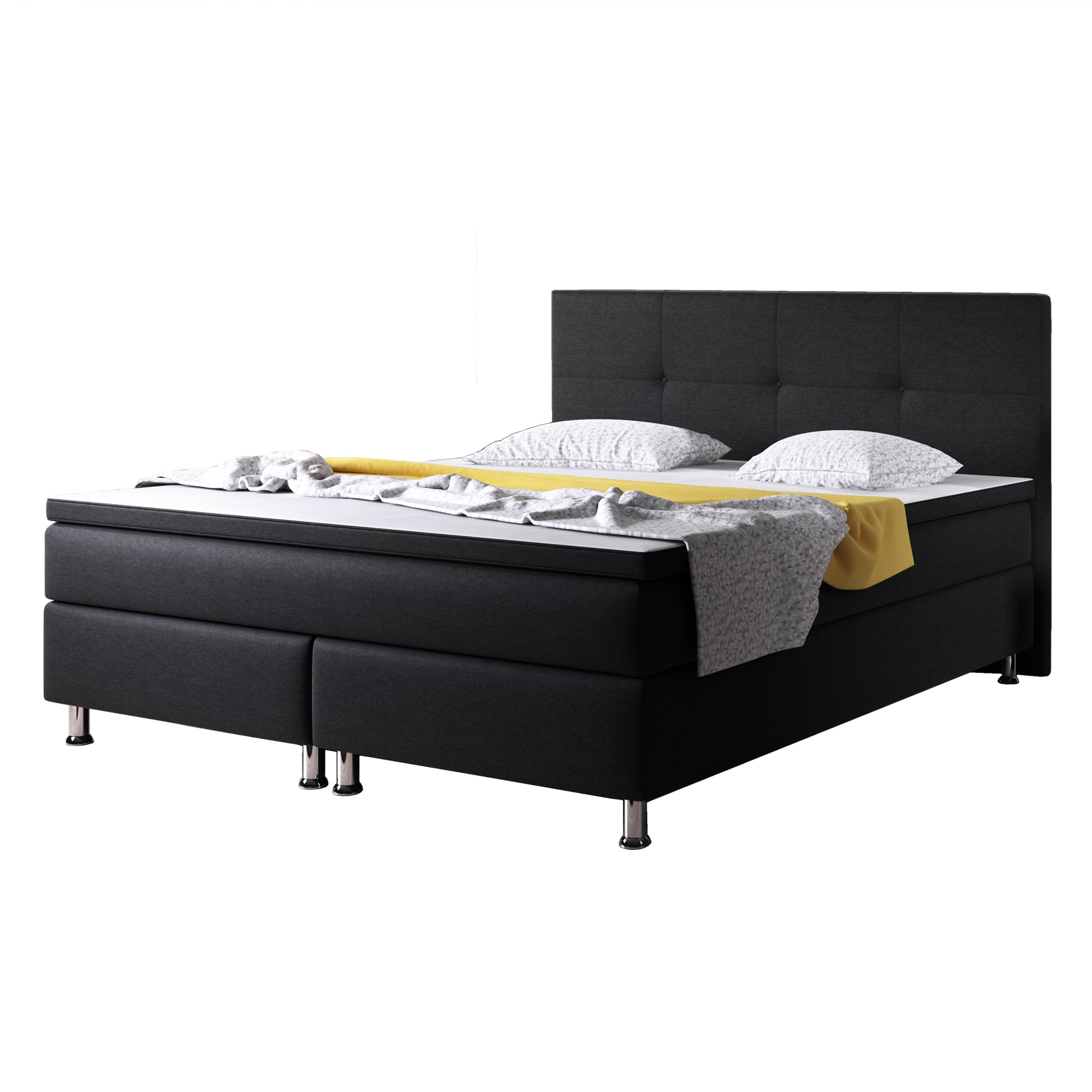 Boxspringbett Dallas 180x200 Webstoff Schwarz - Interbed