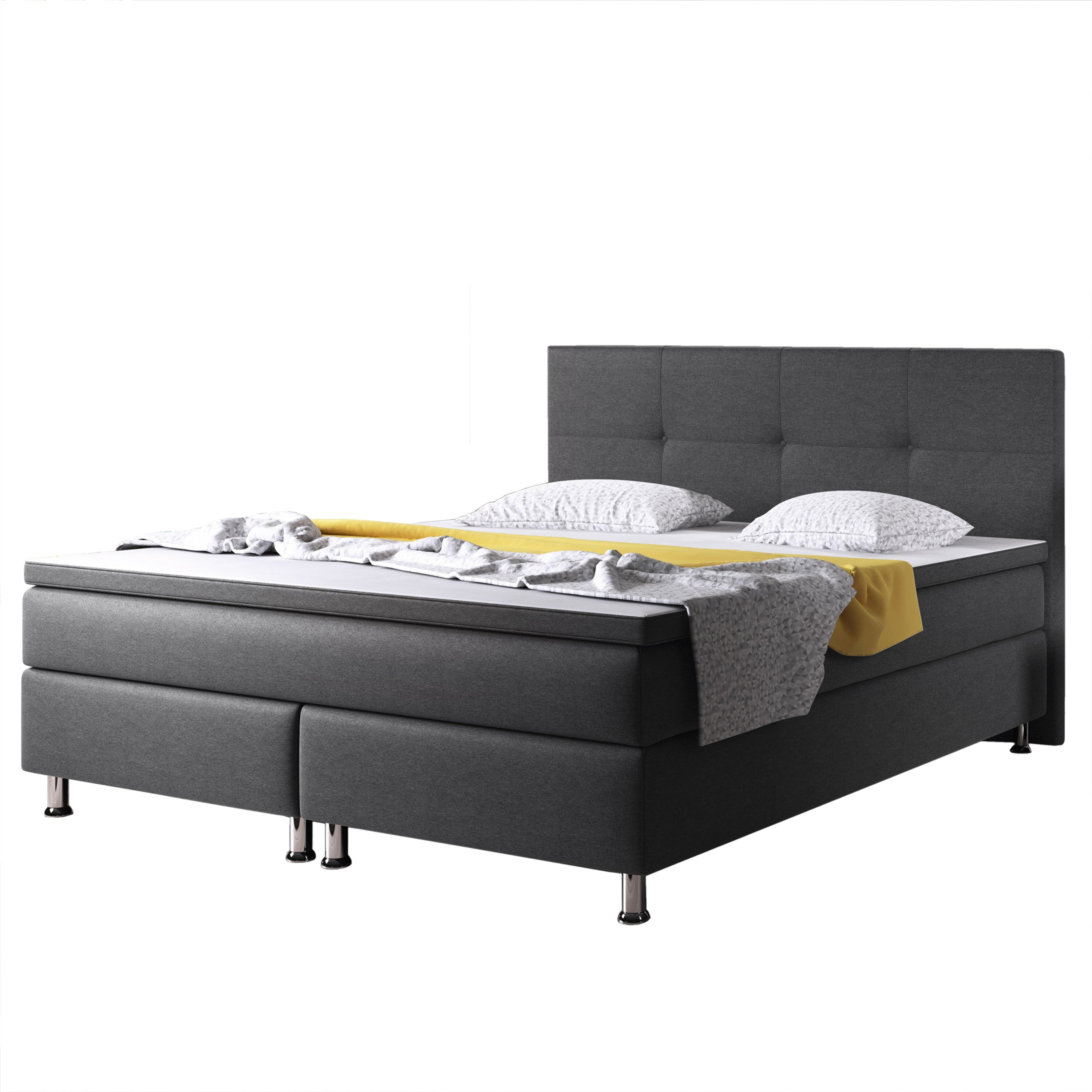 Boxspringbett D1 180x200 cm Webstoff Anthrazit